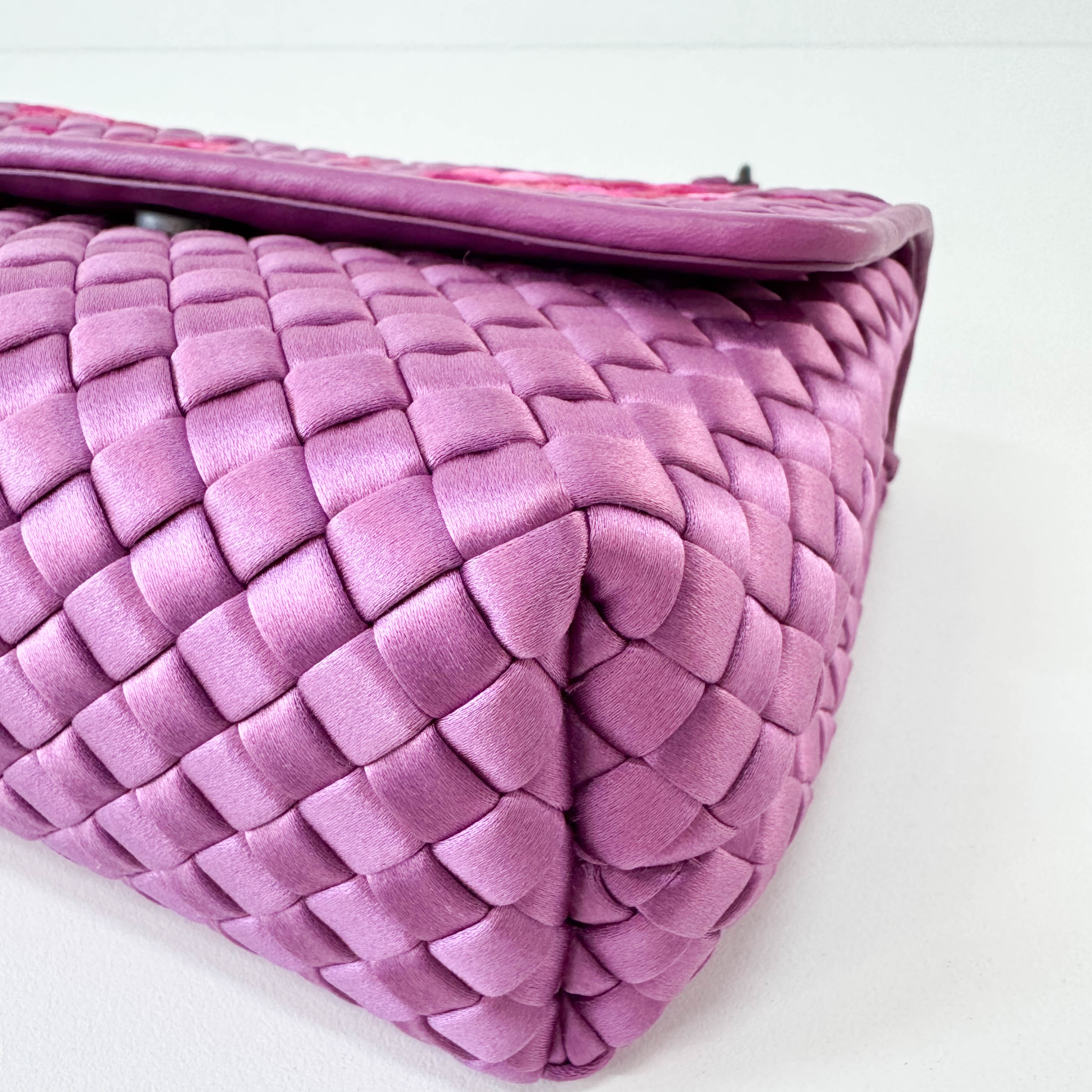 Purple Intrecciato Satin Bag