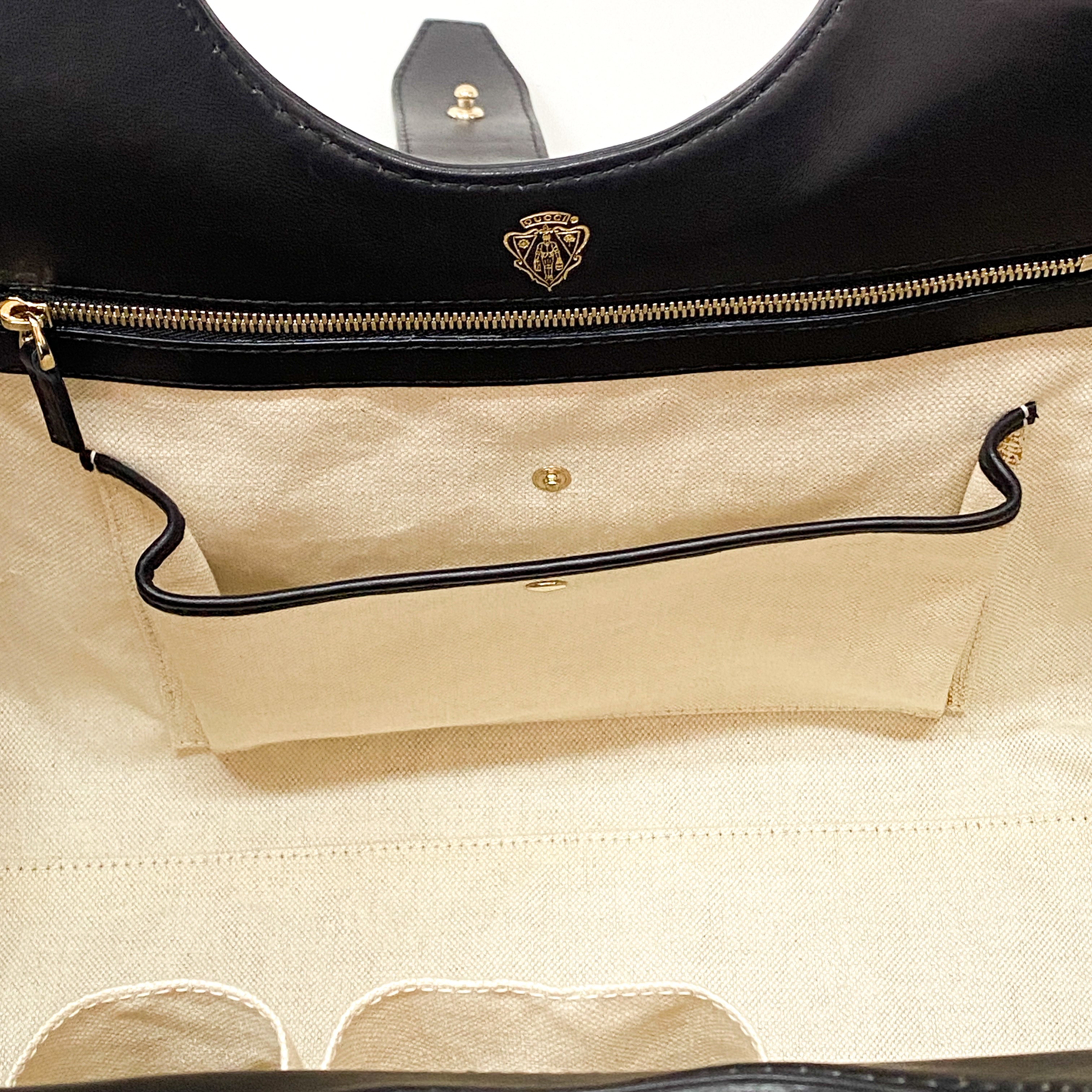 Stirrup Black Leather Tote Bag