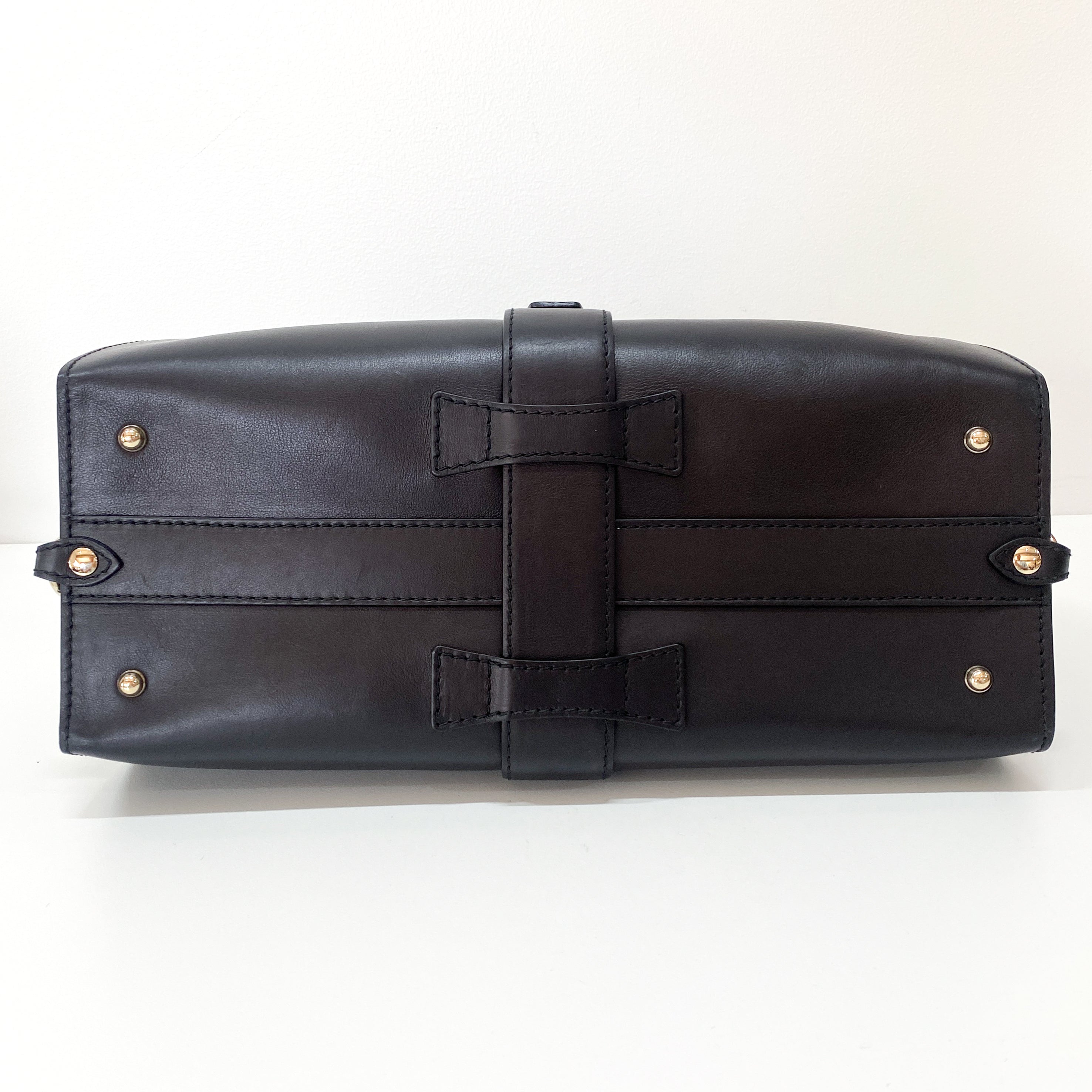 Stirrup Black Leather Tote Bag