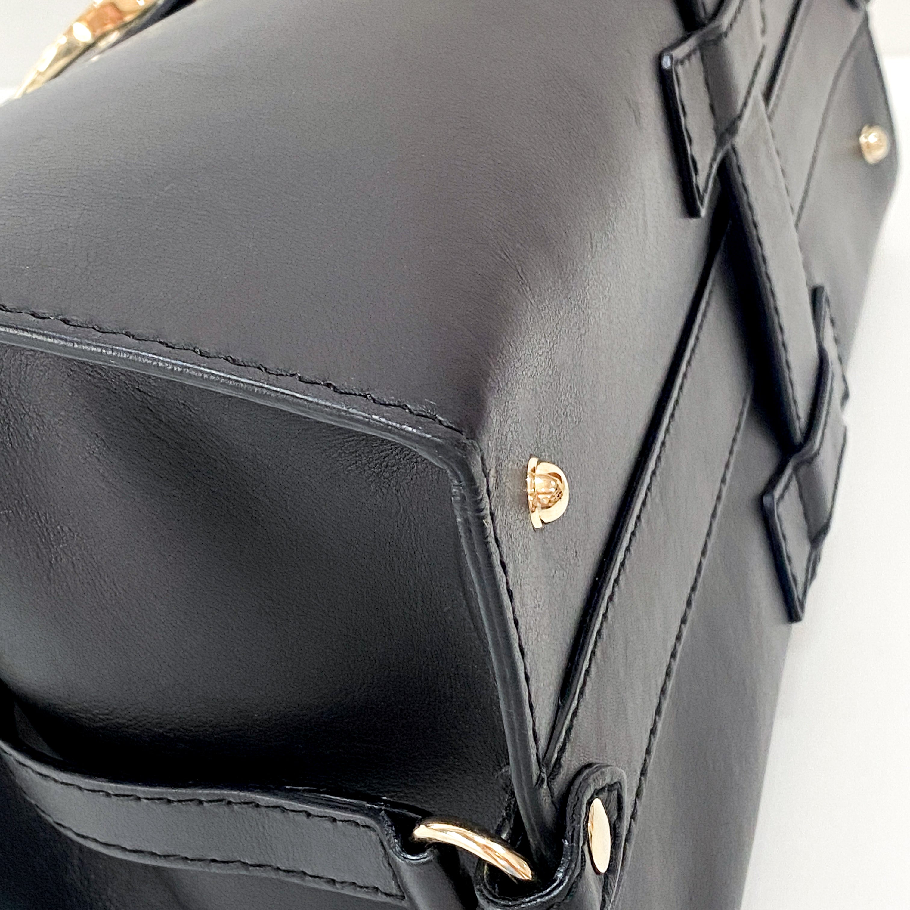 Stirrup Black Leather Tote Bag