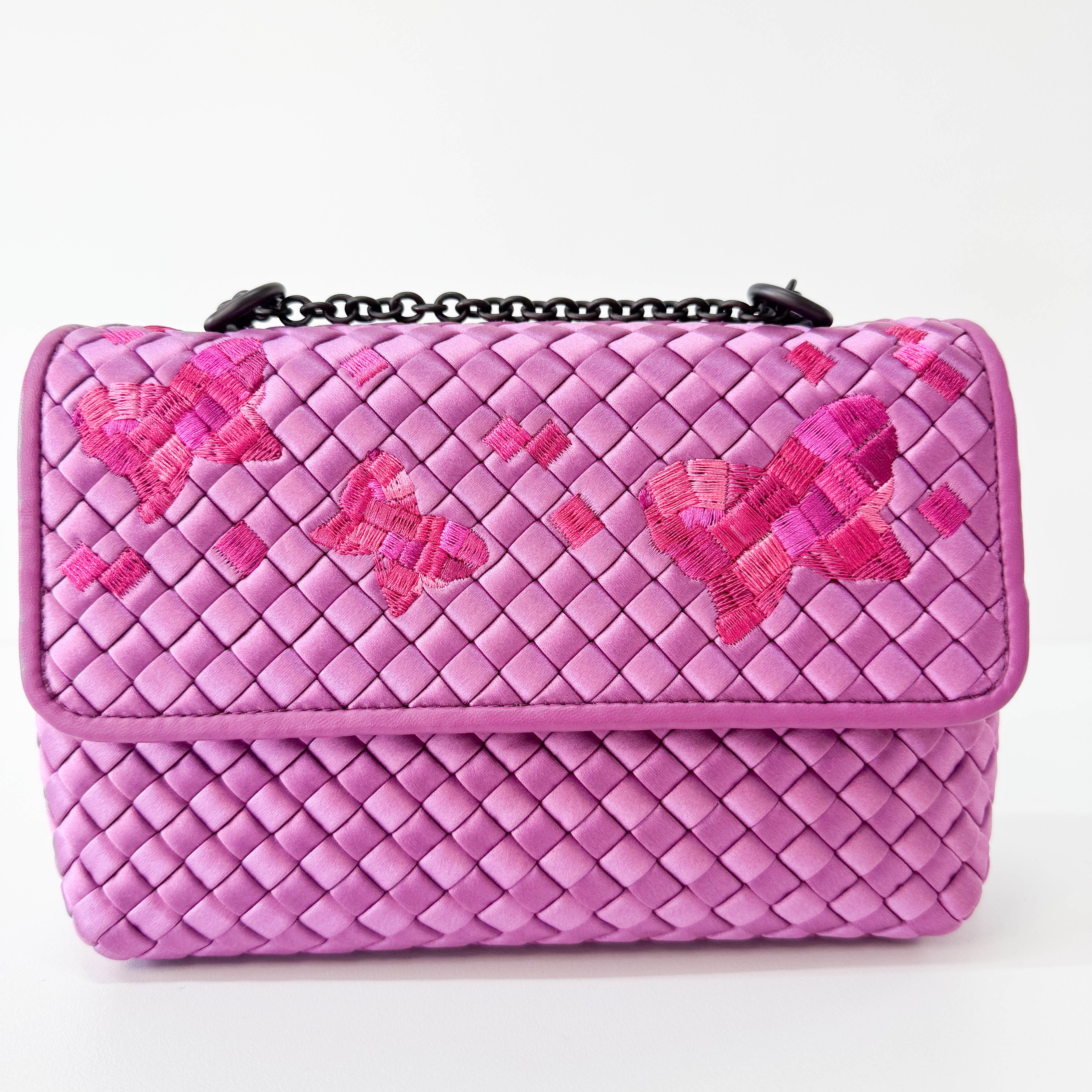 Purple Intrecciato Satin Bag