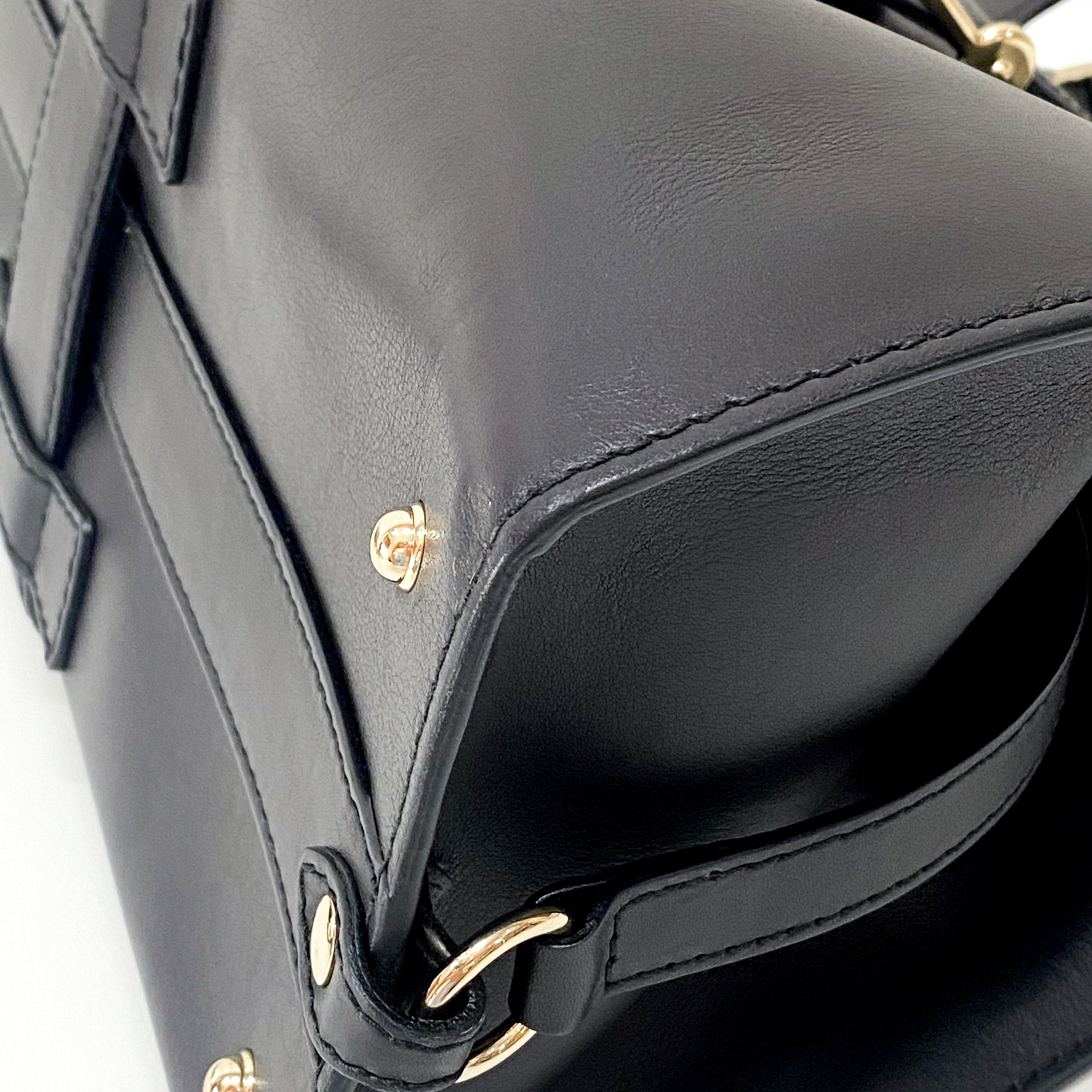 Stirrup Black Leather Tote Bag