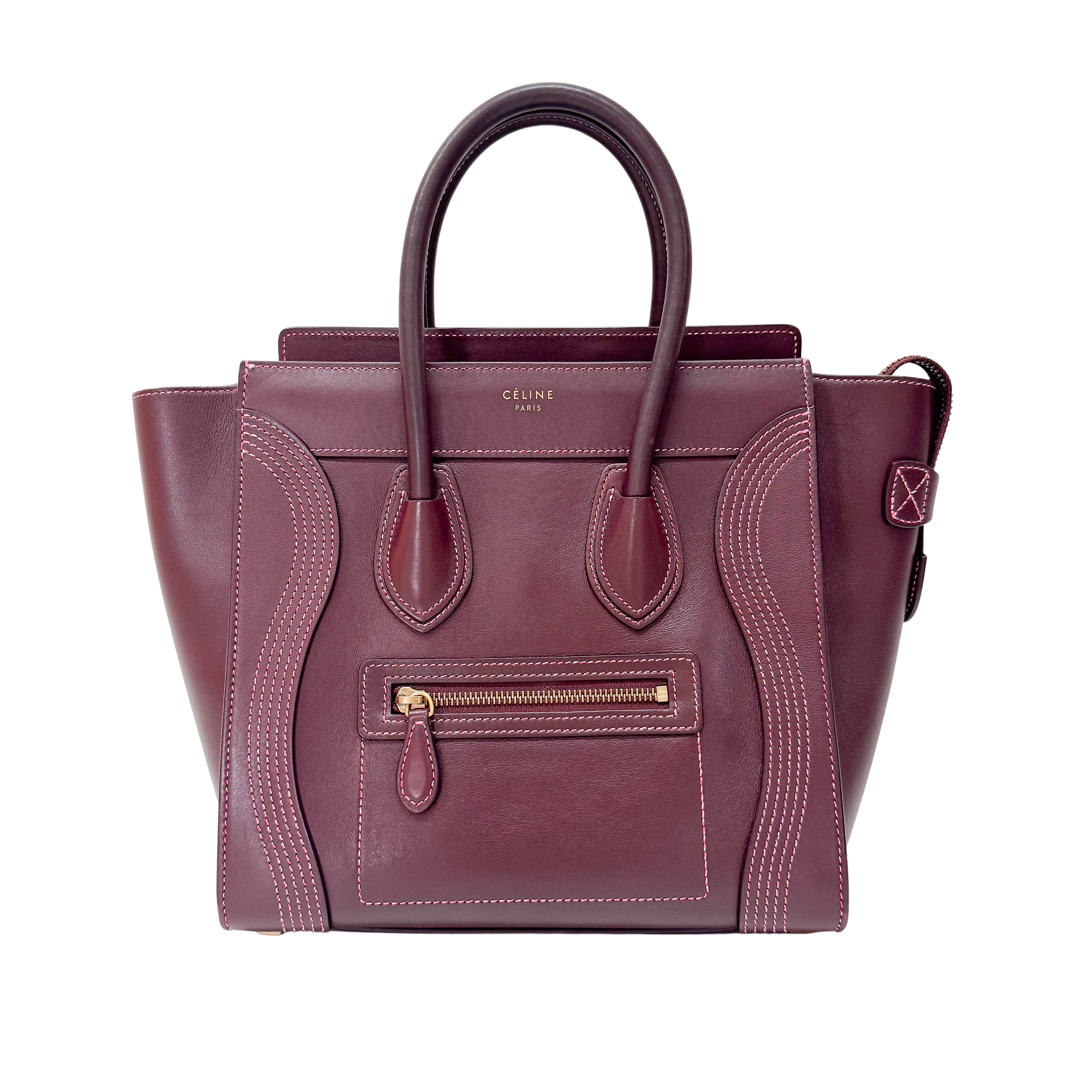 Luggage Micro Burgundy Leather Handbag