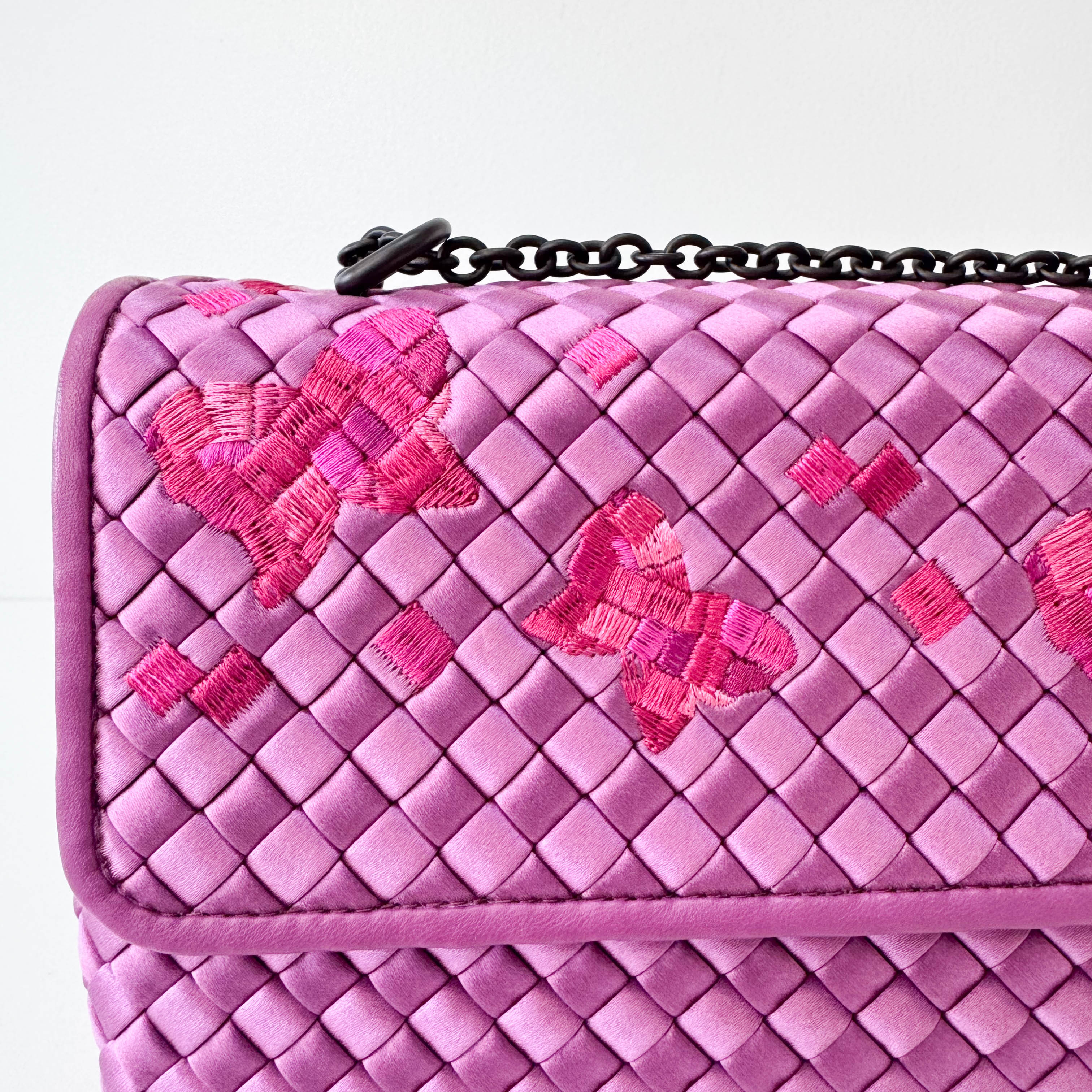 Purple Intrecciato Satin Bag