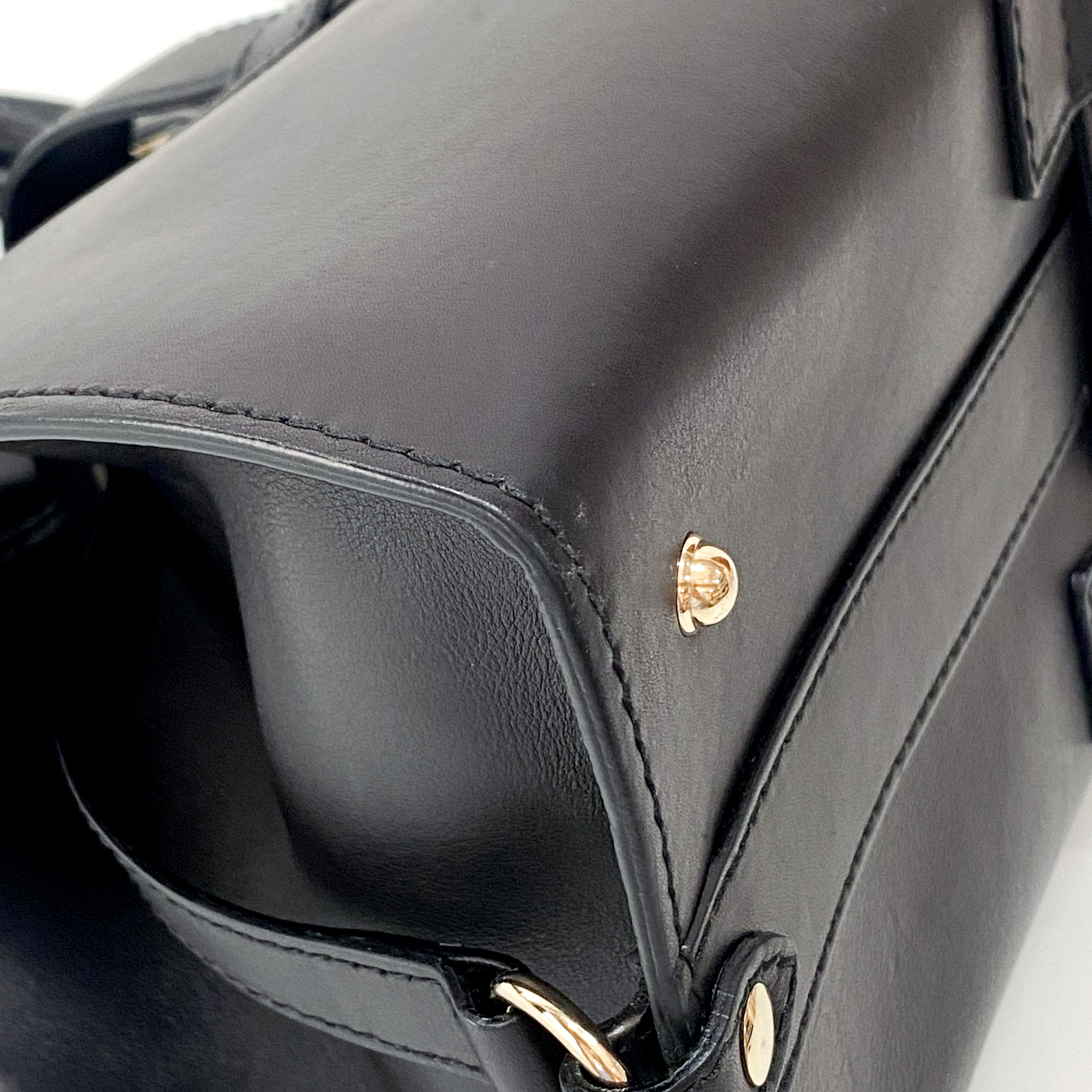 Stirrup Black Leather Tote Bag
