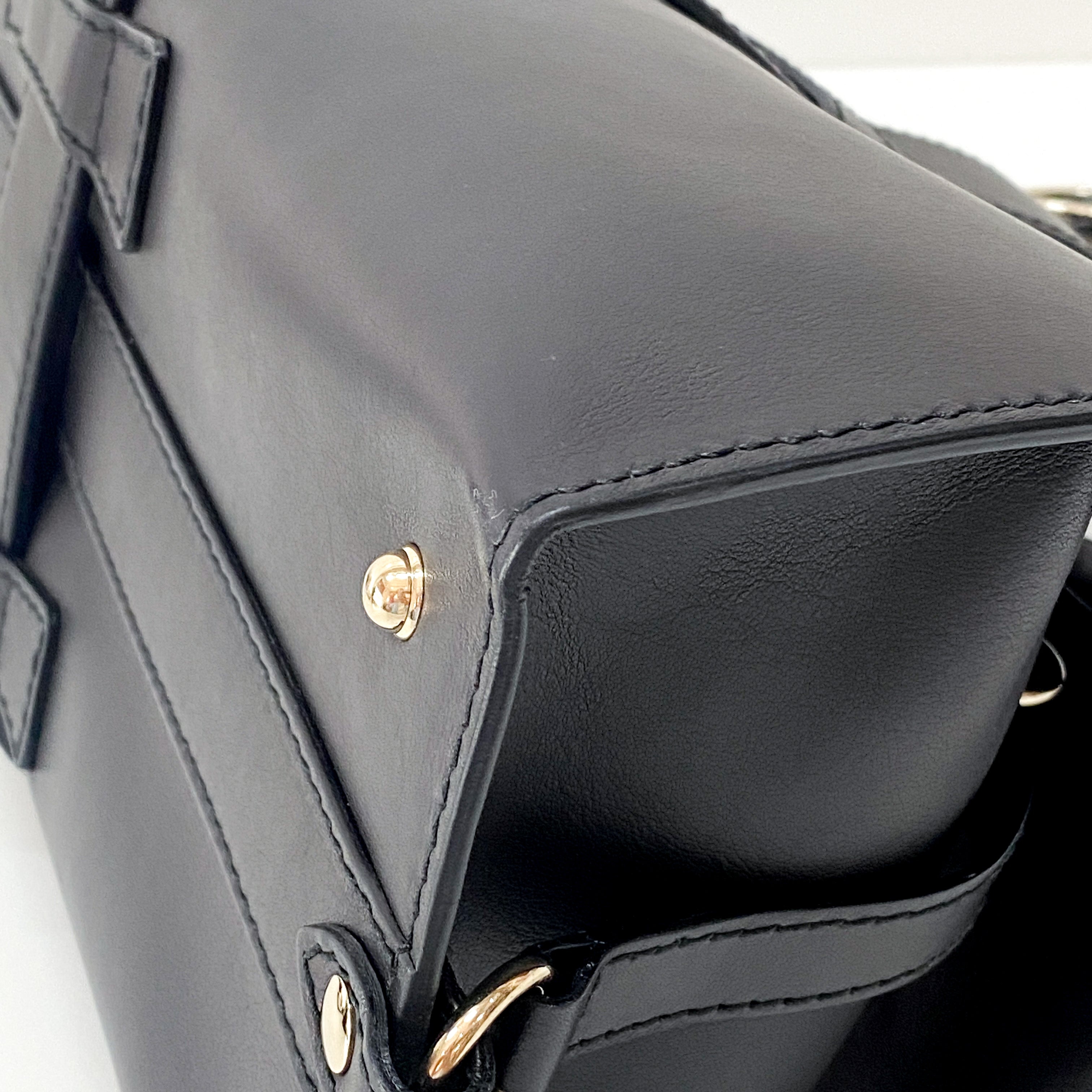 Stirrup Black Leather Tote Bag
