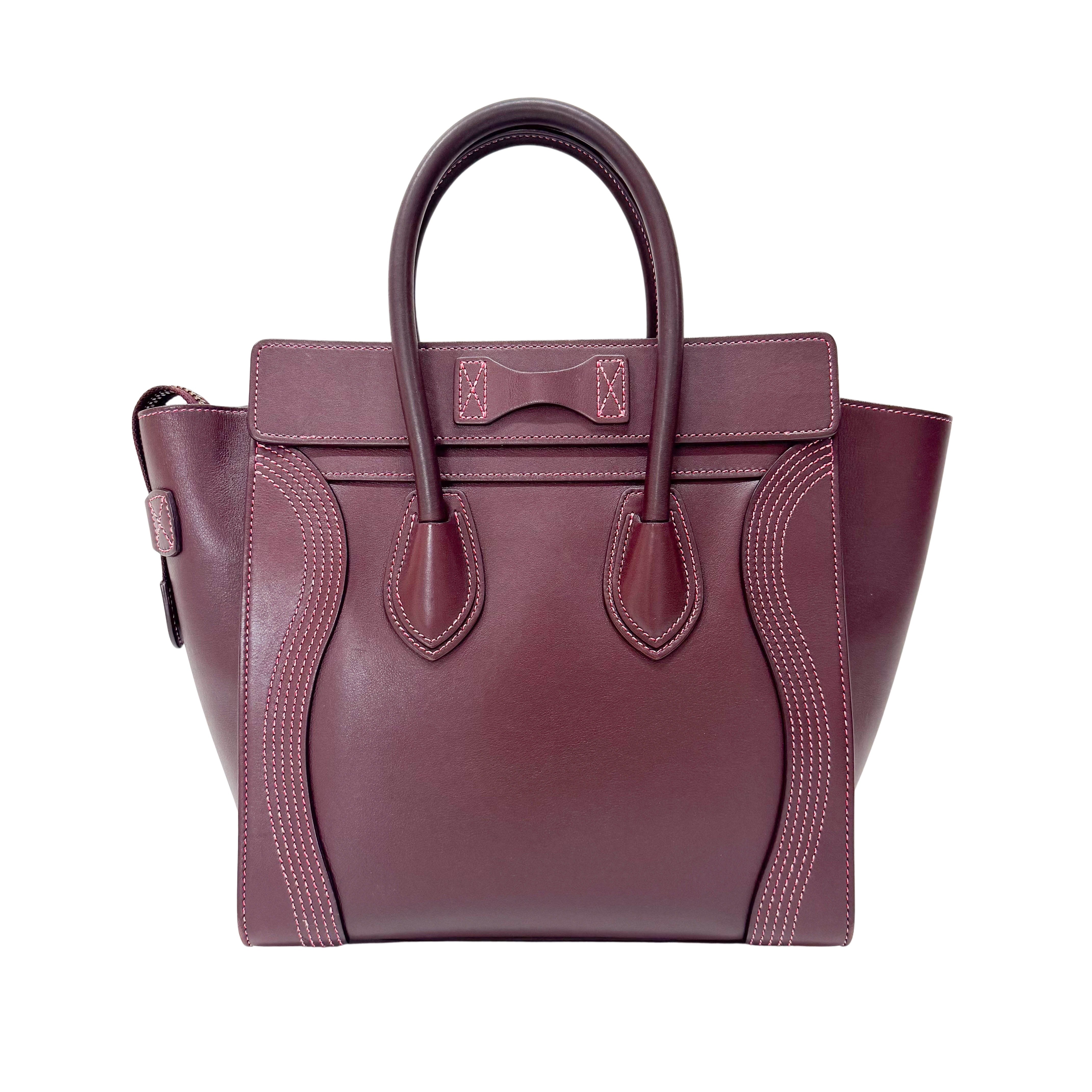 Luggage Micro Burgundy Leather Handbag