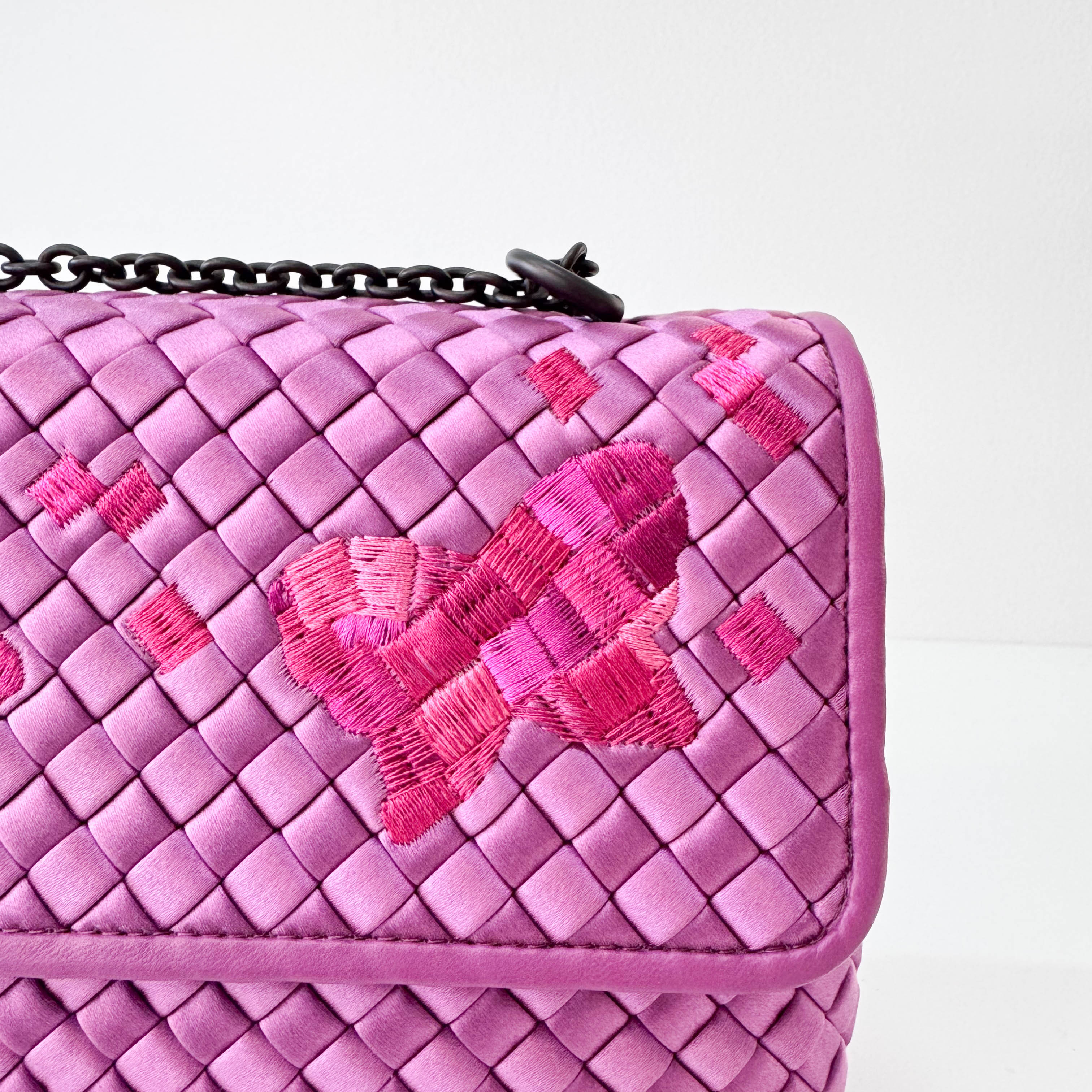 Purple Intrecciato Satin Bag