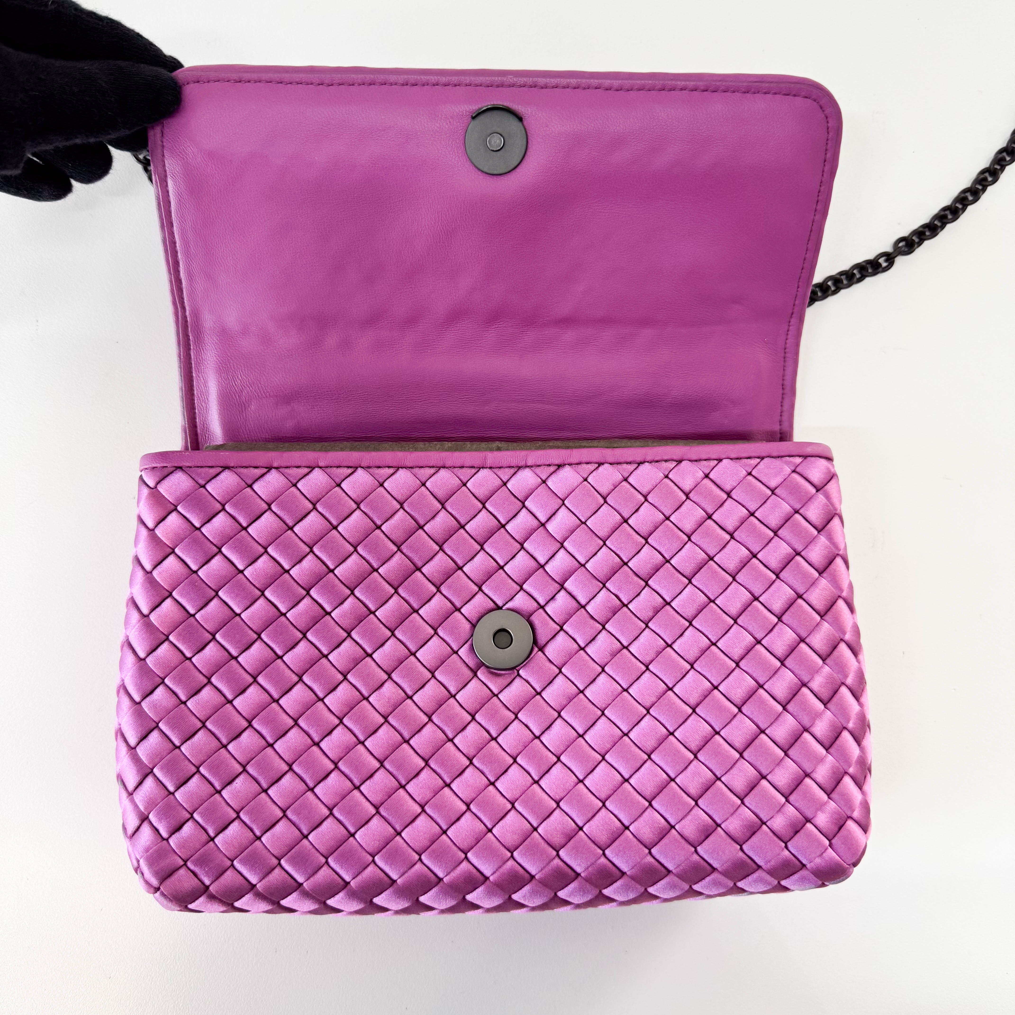 Purple Intrecciato Satin Bag