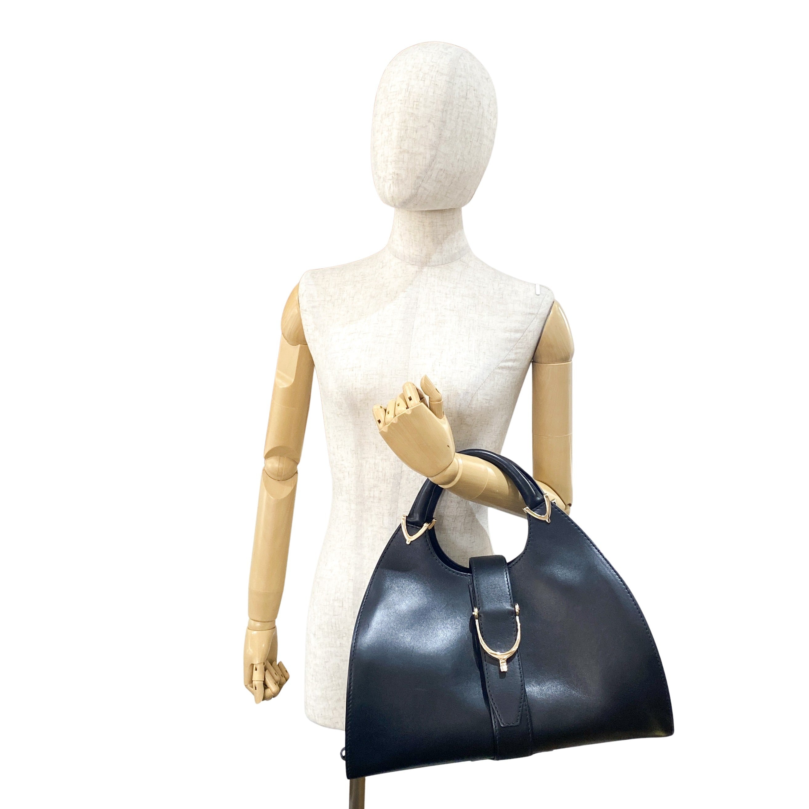 Stirrup Black Leather Tote Bag