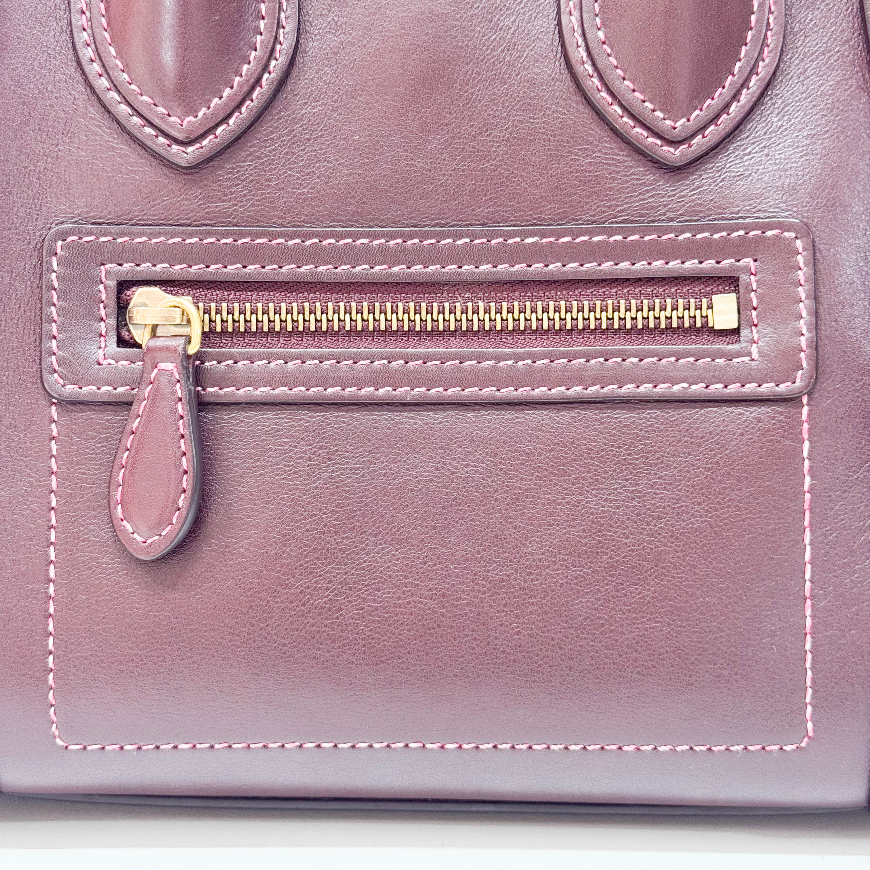 Luggage Micro Burgundy Leather Handbag