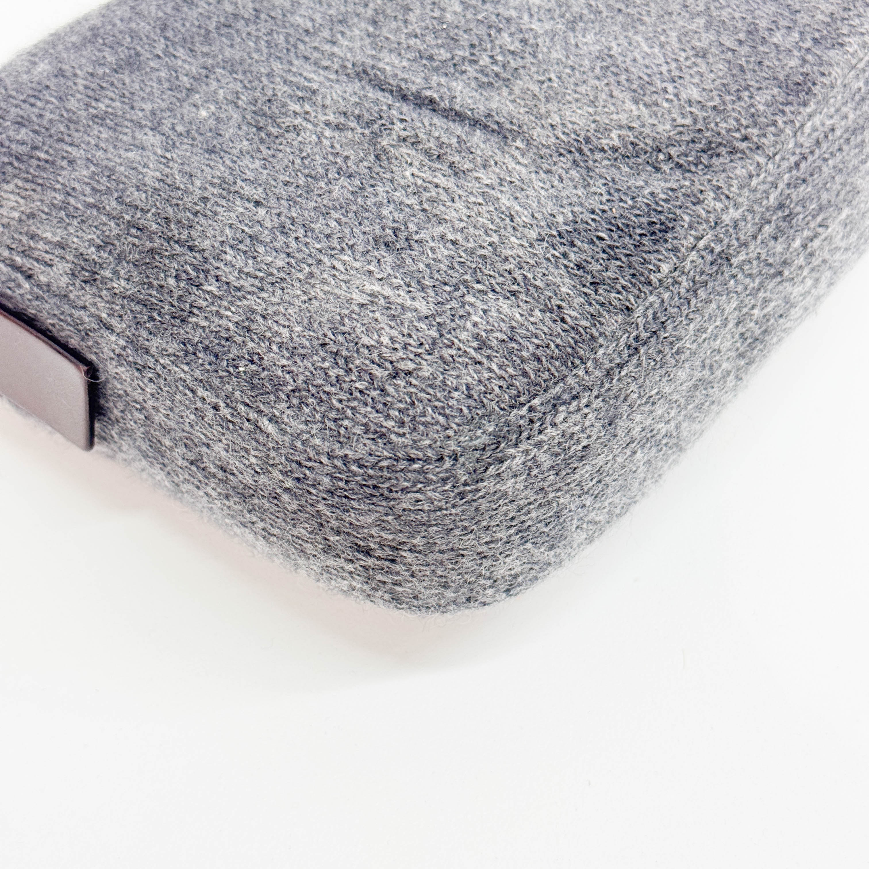 Baguette Knit Gray Wool Shoulder Bag
