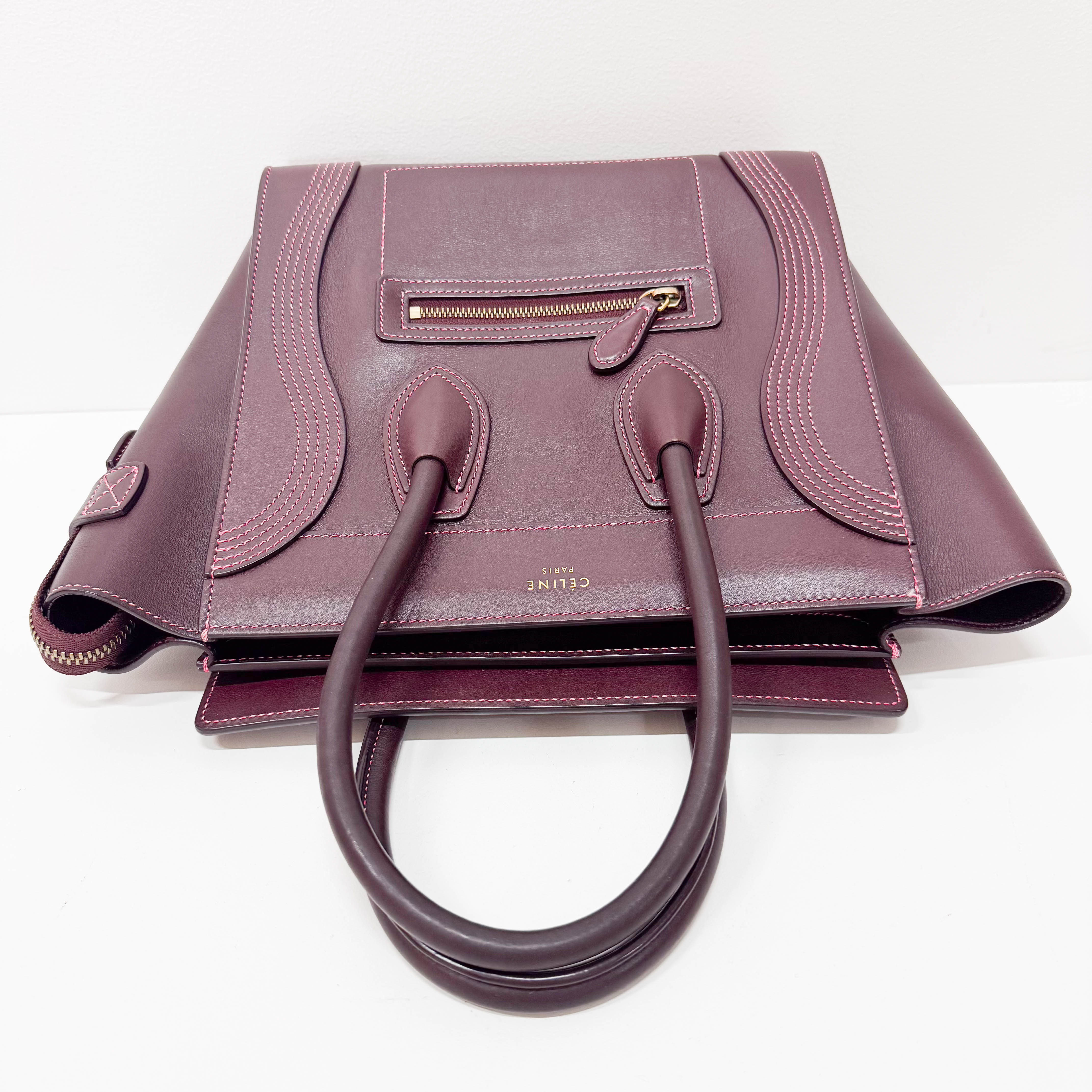 Luggage Micro Burgundy Leather Handbag