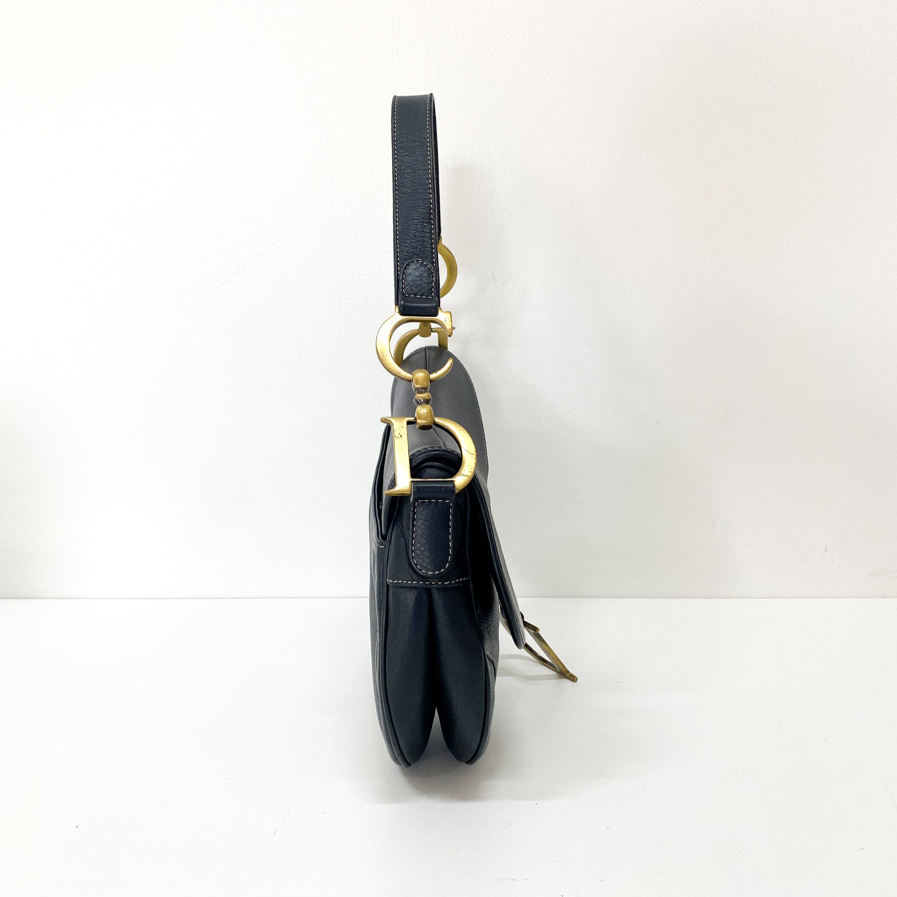 Saddle Black Leather Shoulder Bag