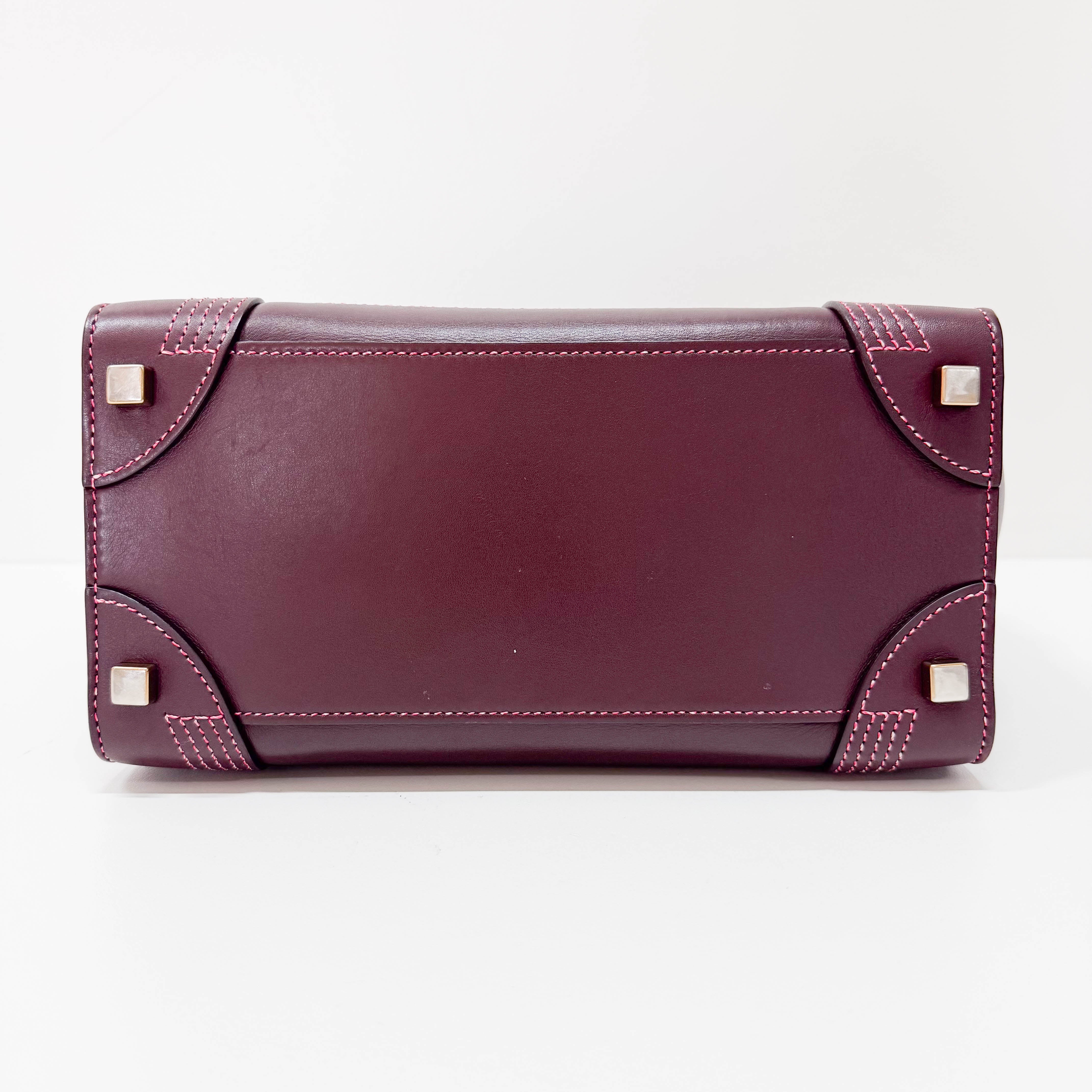 Luggage Micro Burgundy Leather Handbag