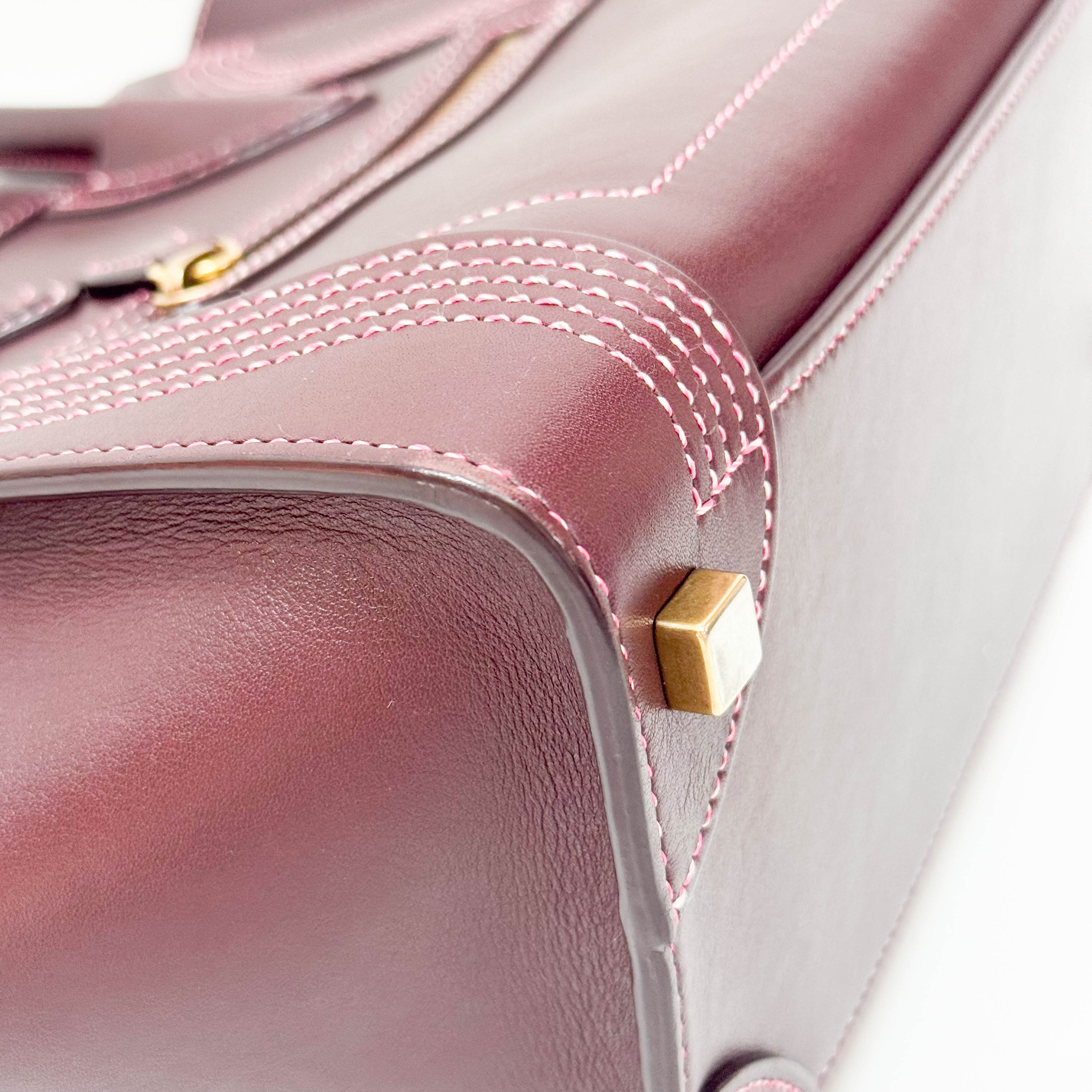 Luggage Micro Burgundy Leather Handbag