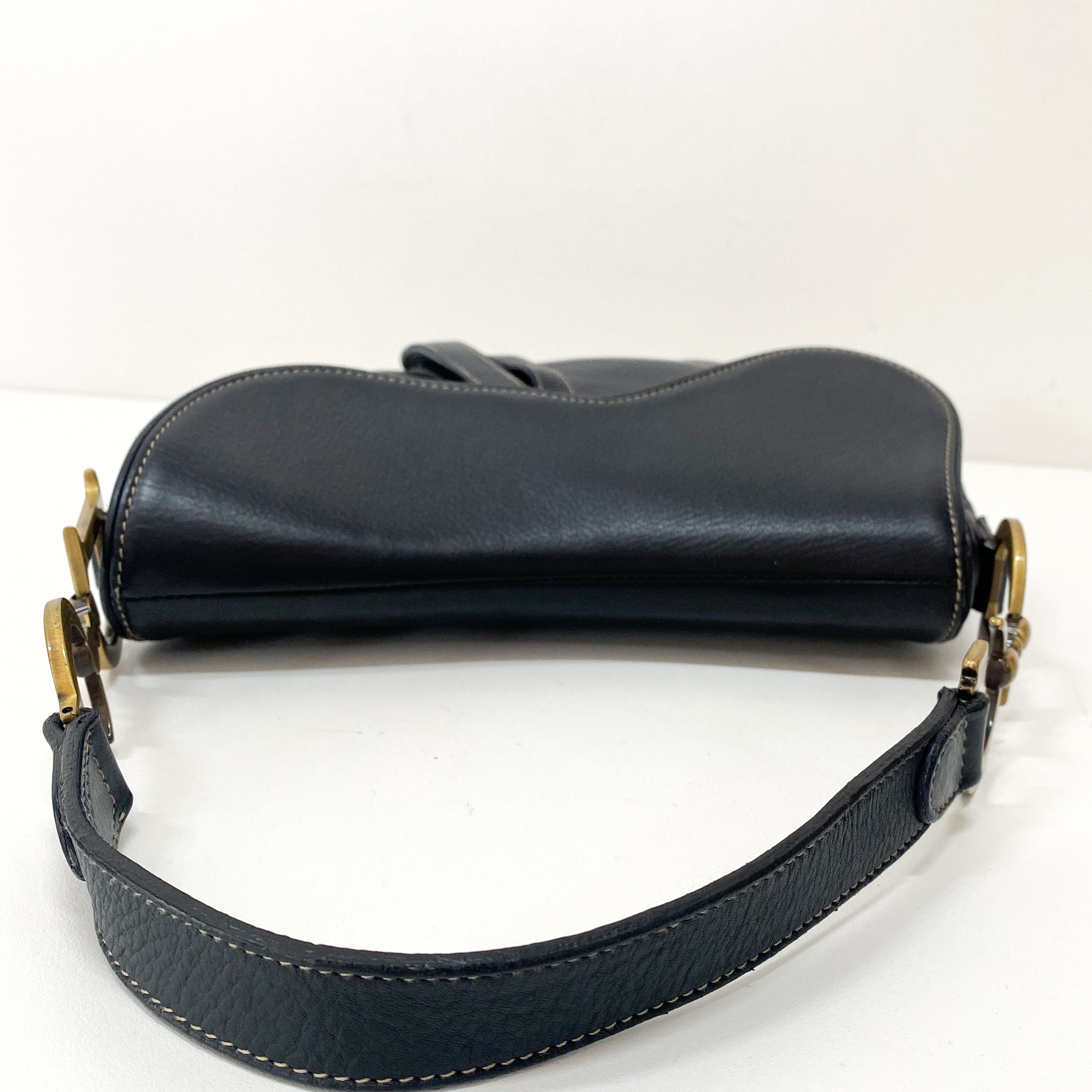 Saddle Black Leather Shoulder Bag