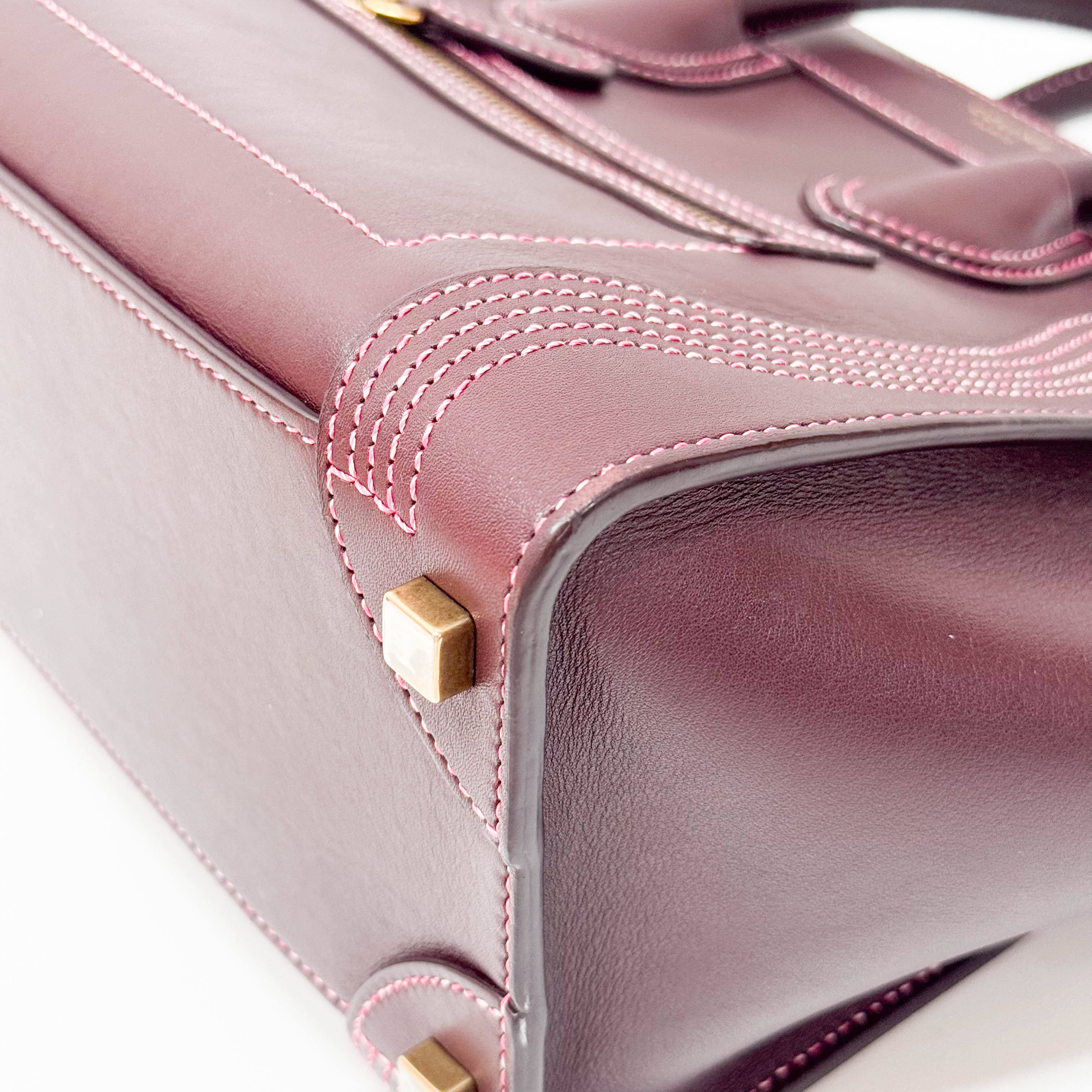 Luggage Micro Burgundy Leather Handbag