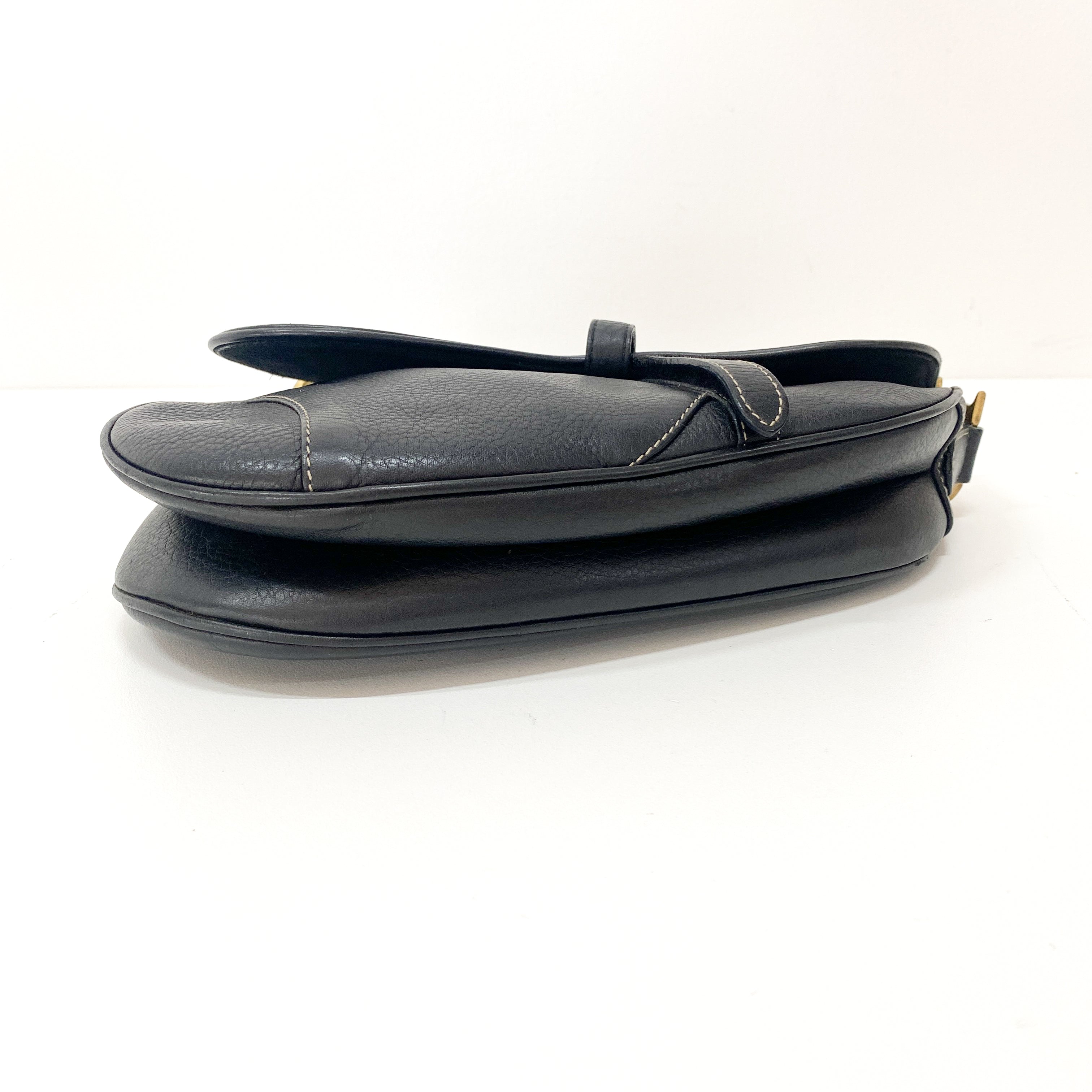 Saddle Black Leather Shoulder Bag