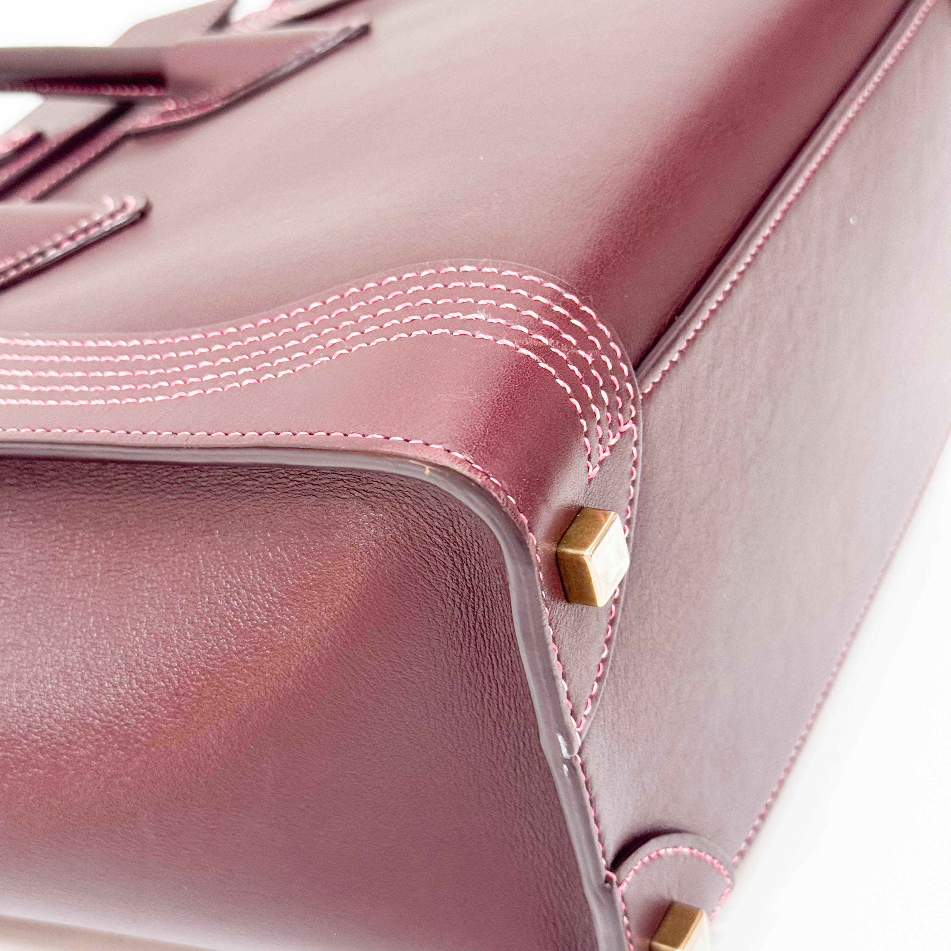 Luggage Micro Burgundy Leather Handbag