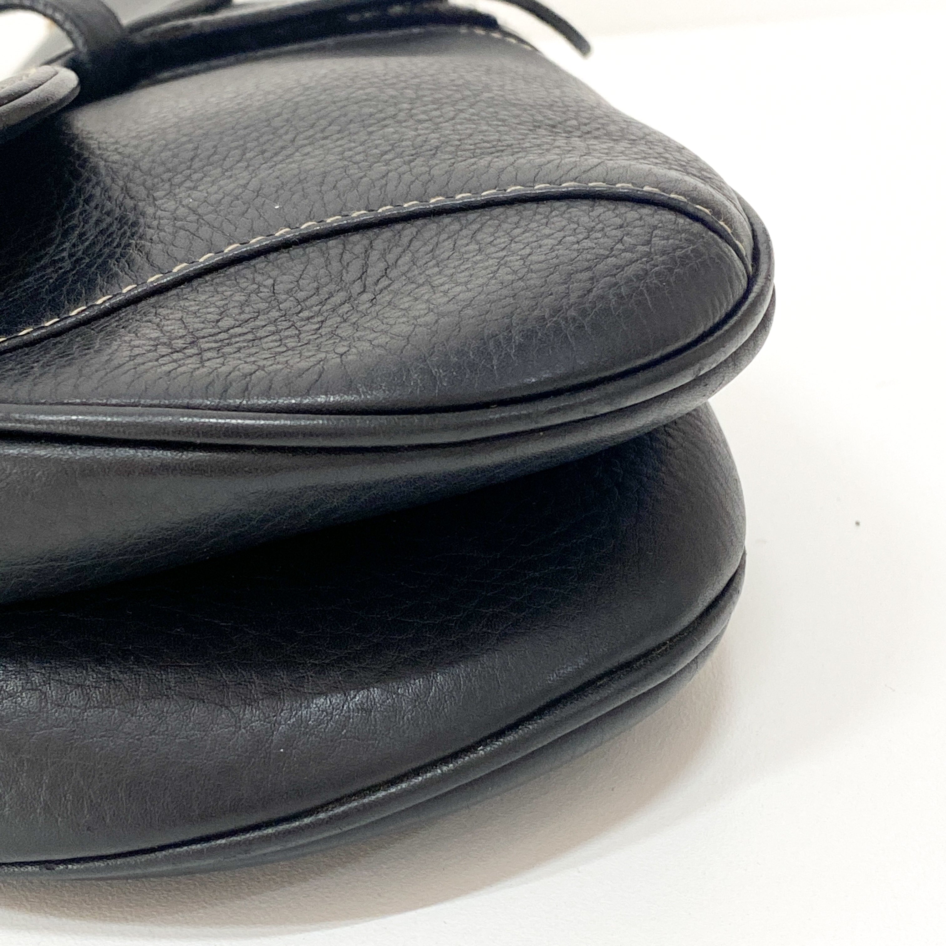 Saddle Black Leather Shoulder Bag