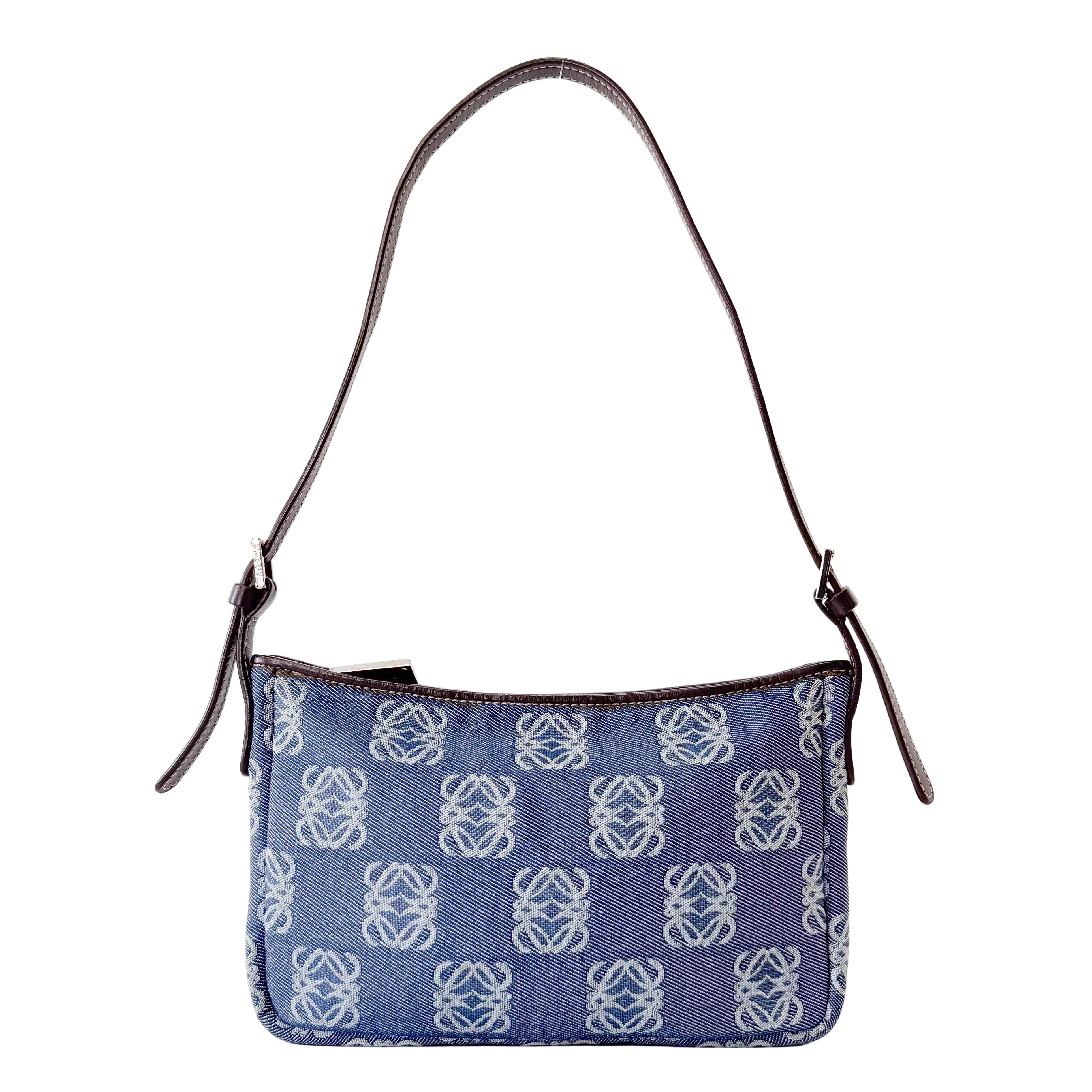 Blue Anagram Denim Shoulder Bag