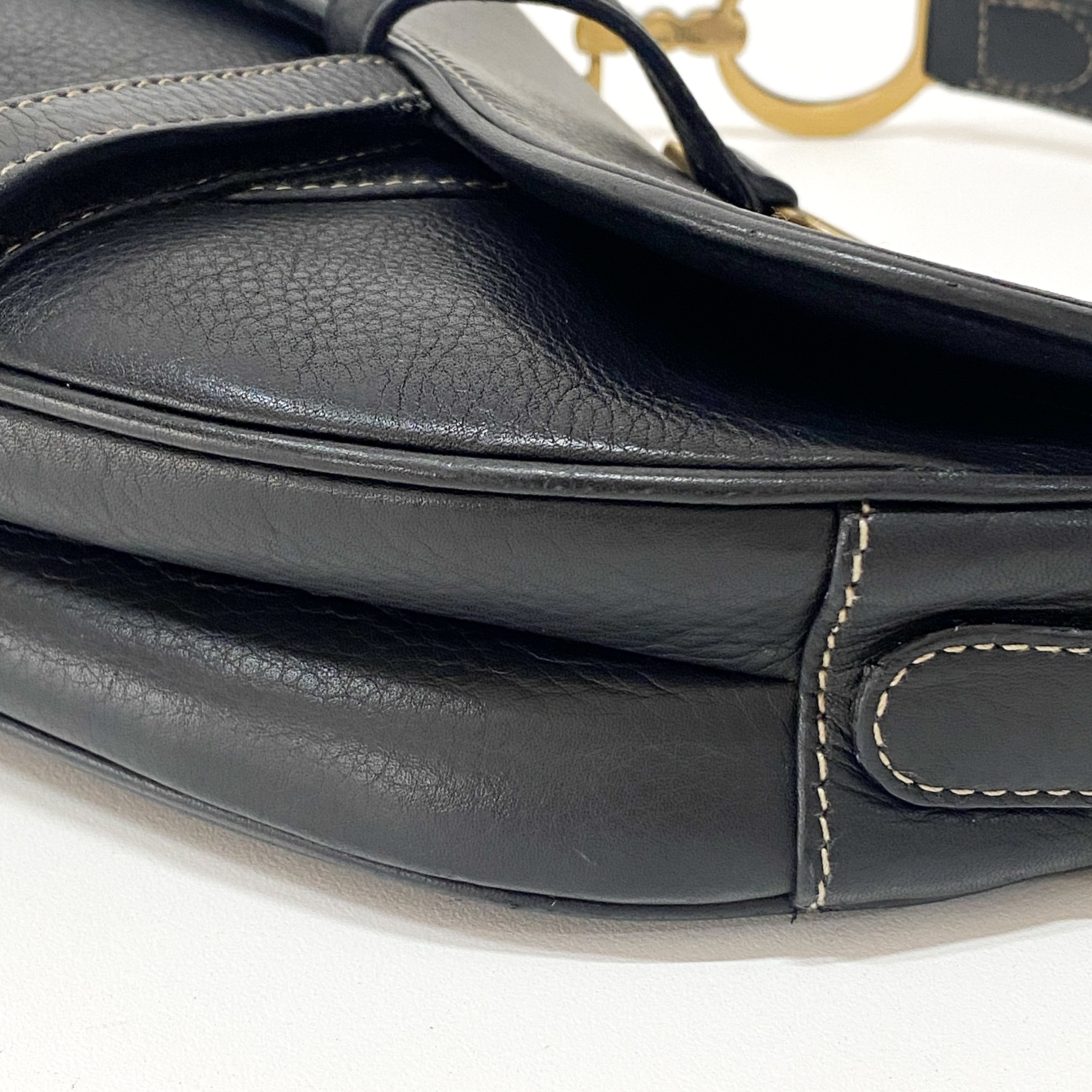 Saddle Black Leather Shoulder Bag