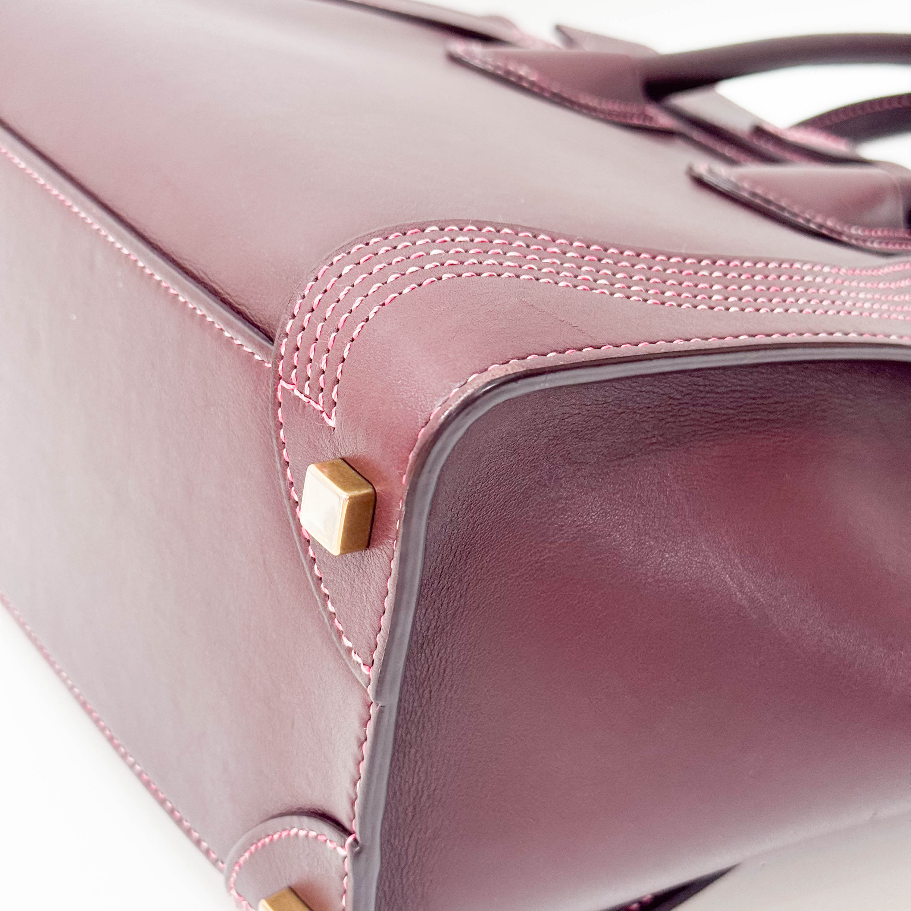 Luggage Micro Burgundy Leather Handbag