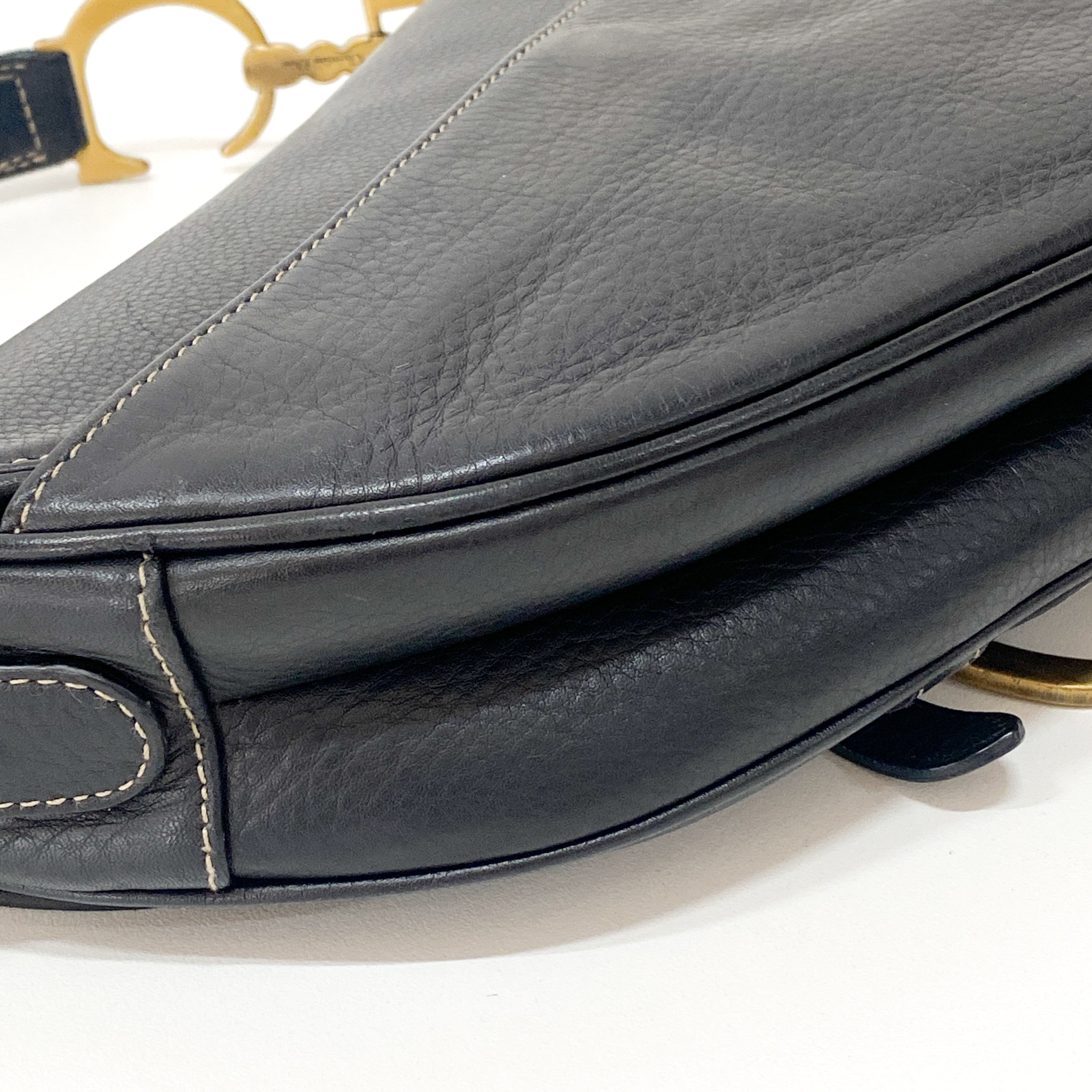 Saddle Black Leather Shoulder Bag