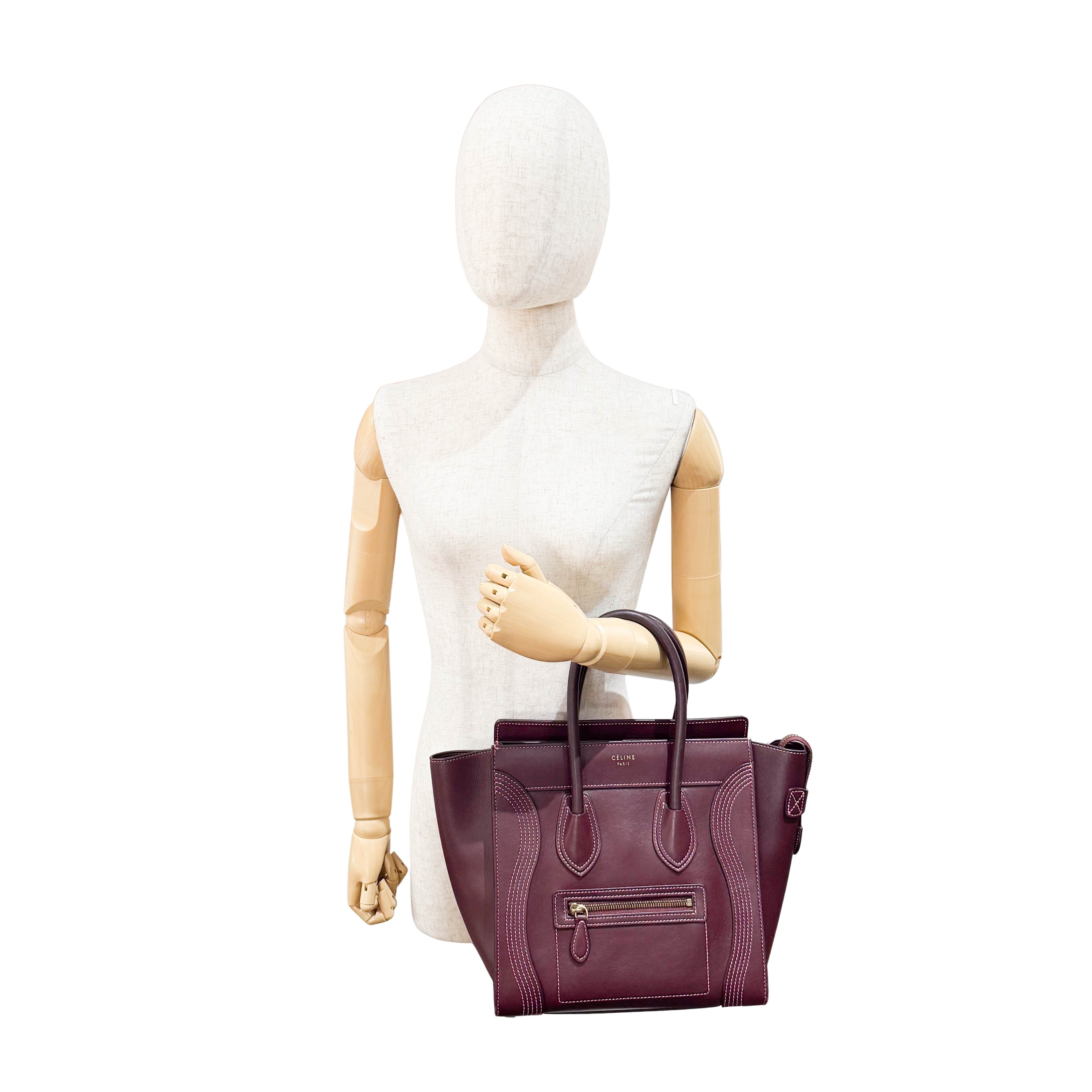 Luggage Micro Burgundy Leather Handbag