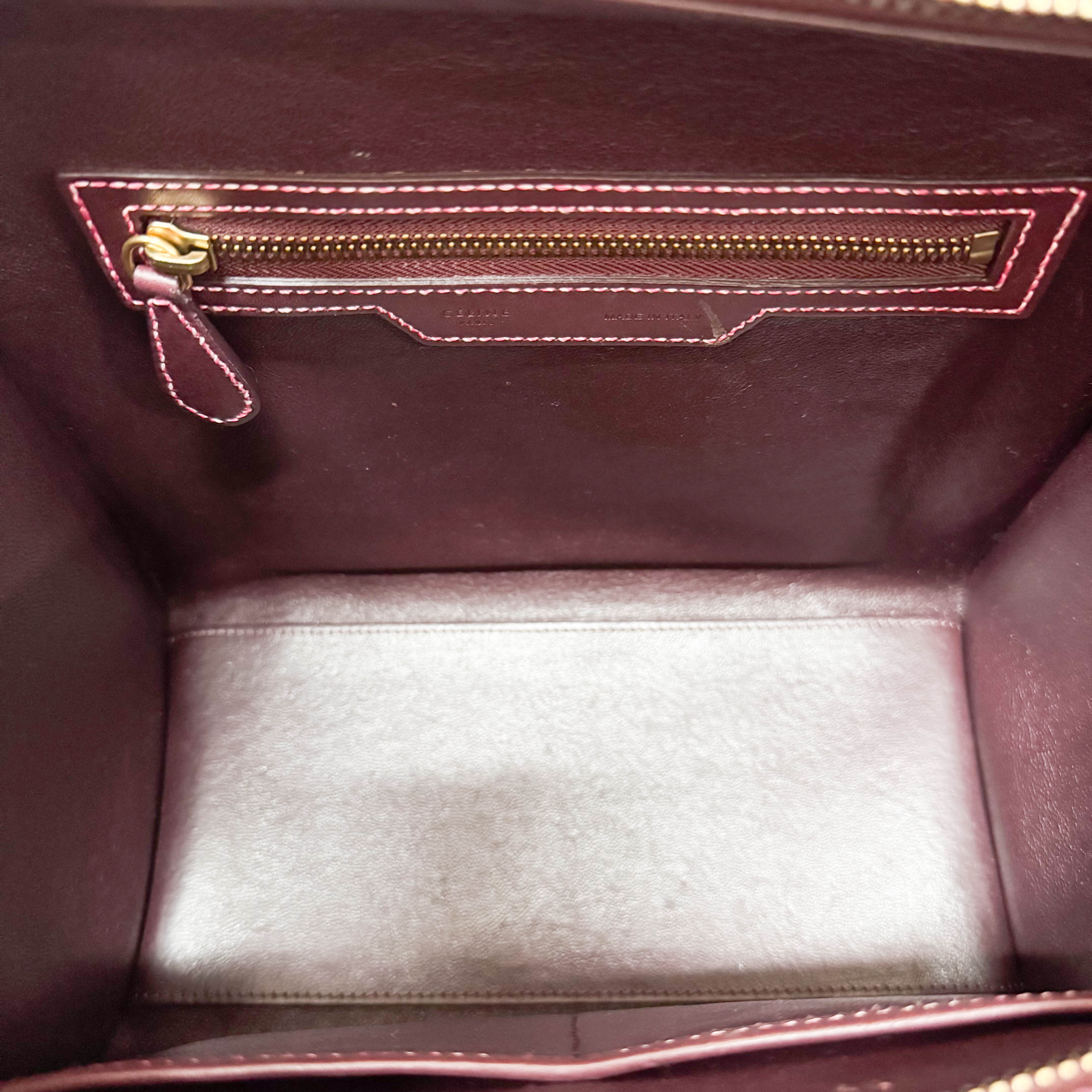 Luggage Micro Burgundy Leather Handbag