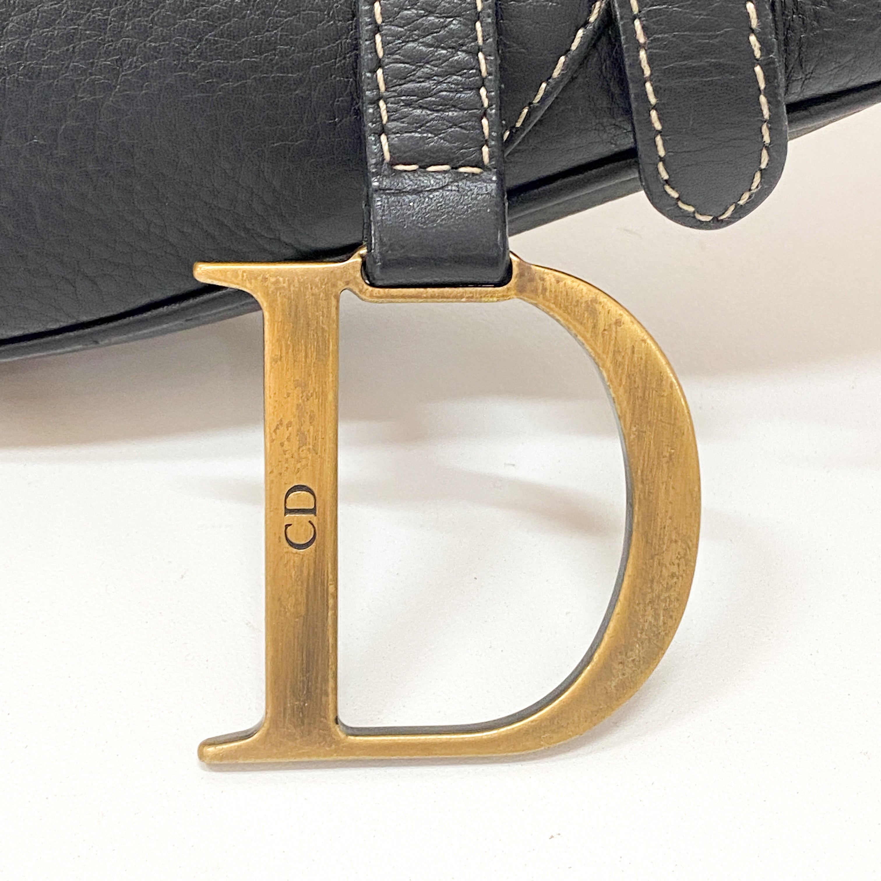 Saddle Black Leather Shoulder Bag