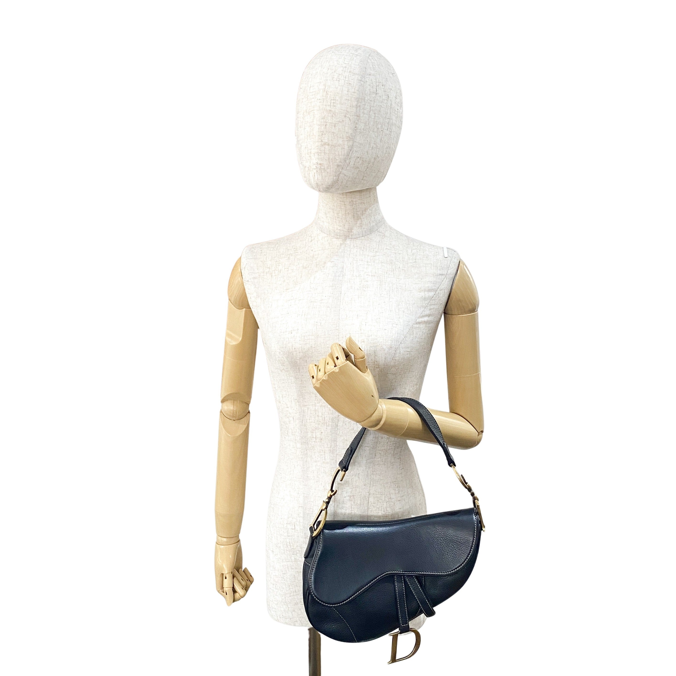 Saddle Black Leather Shoulder Bag