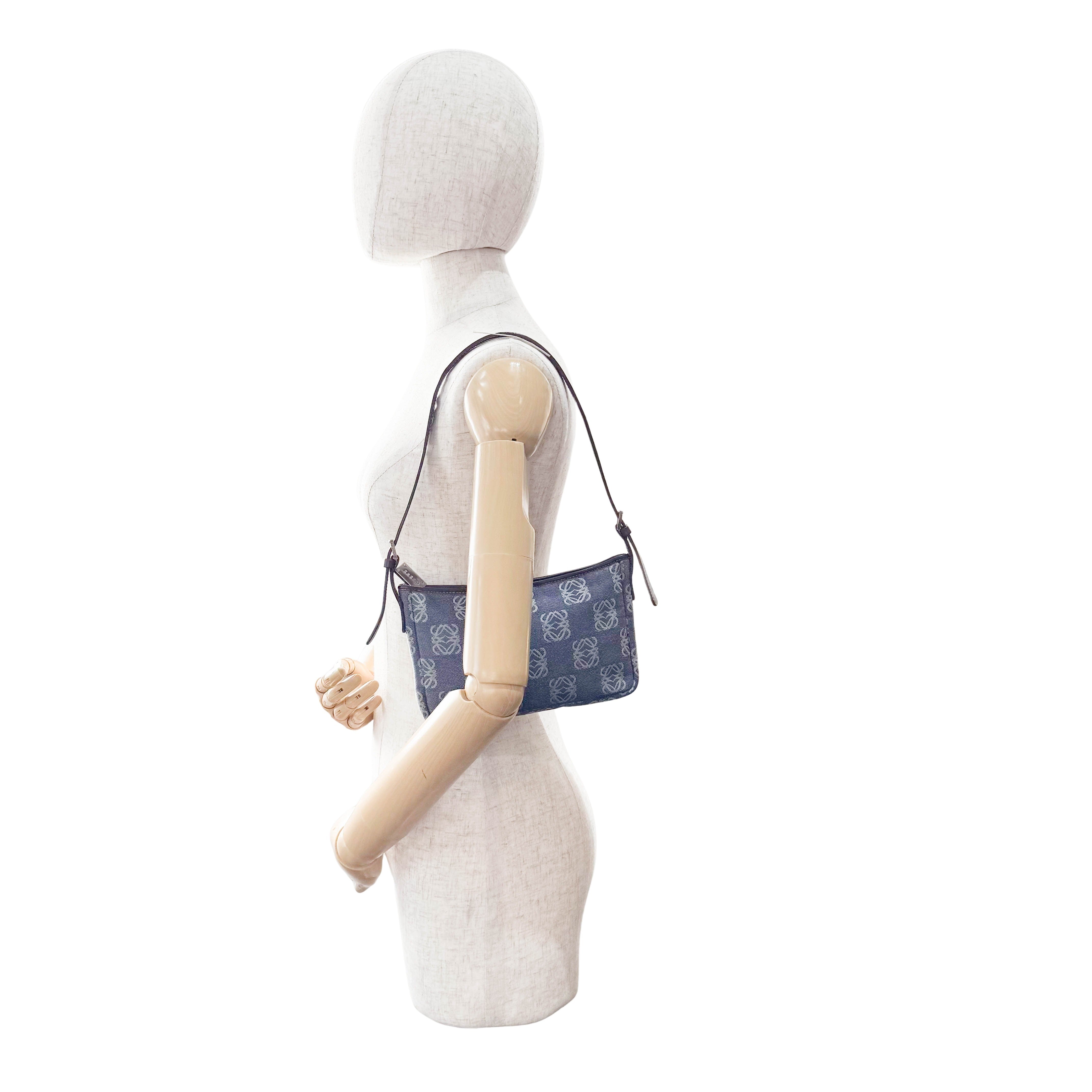 Blue Anagram Denim Shoulder Bag