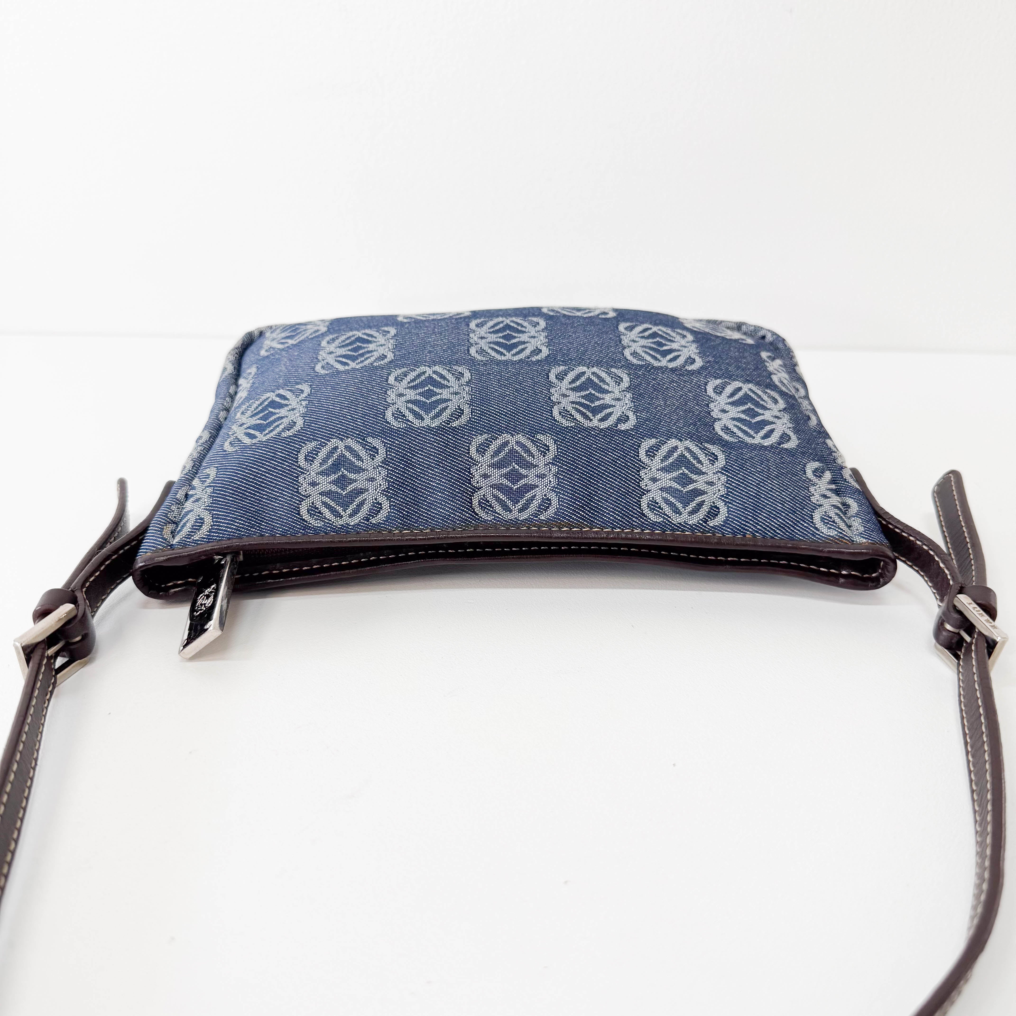 Blue Anagram Denim Shoulder Bag
