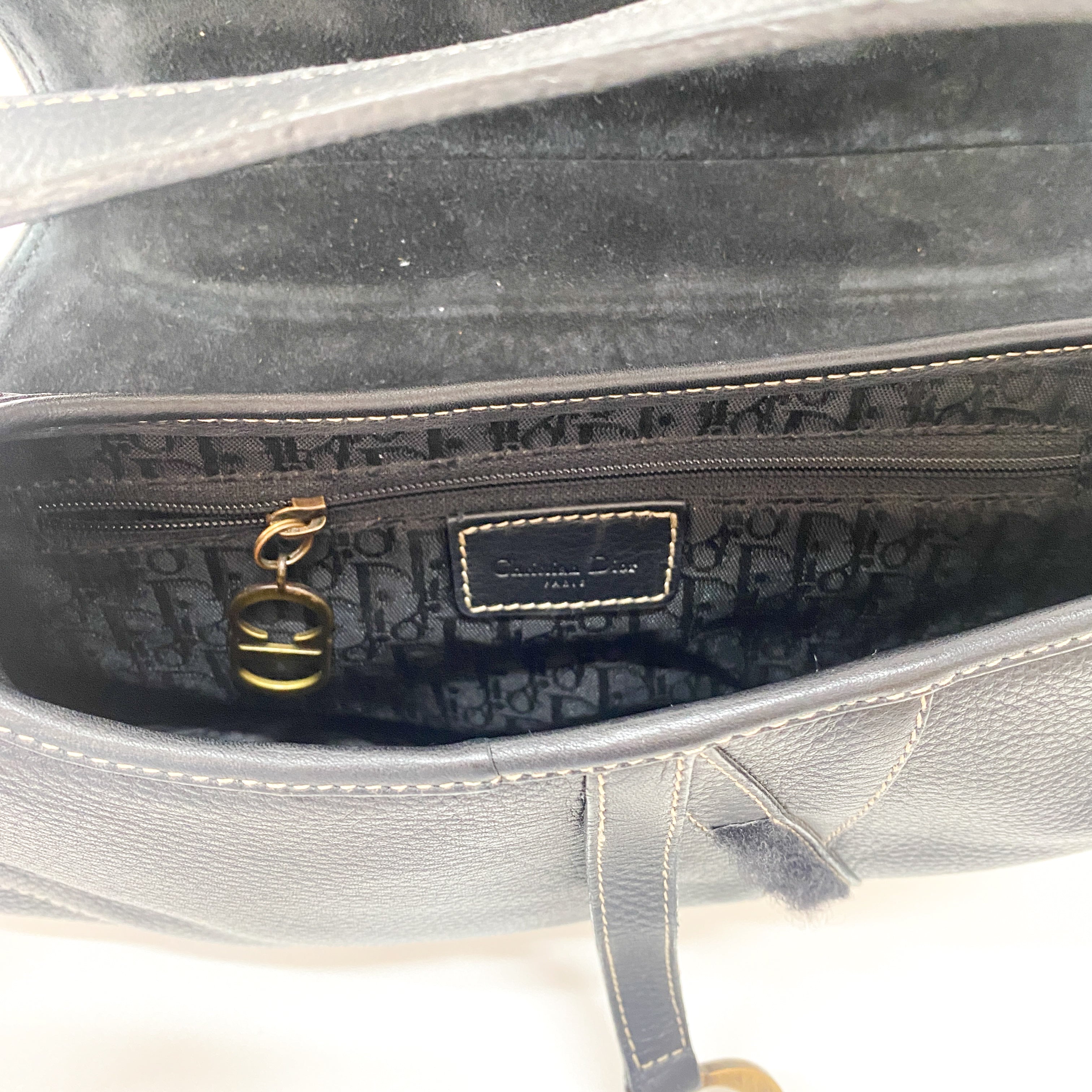 Saddle Black Leather Shoulder Bag