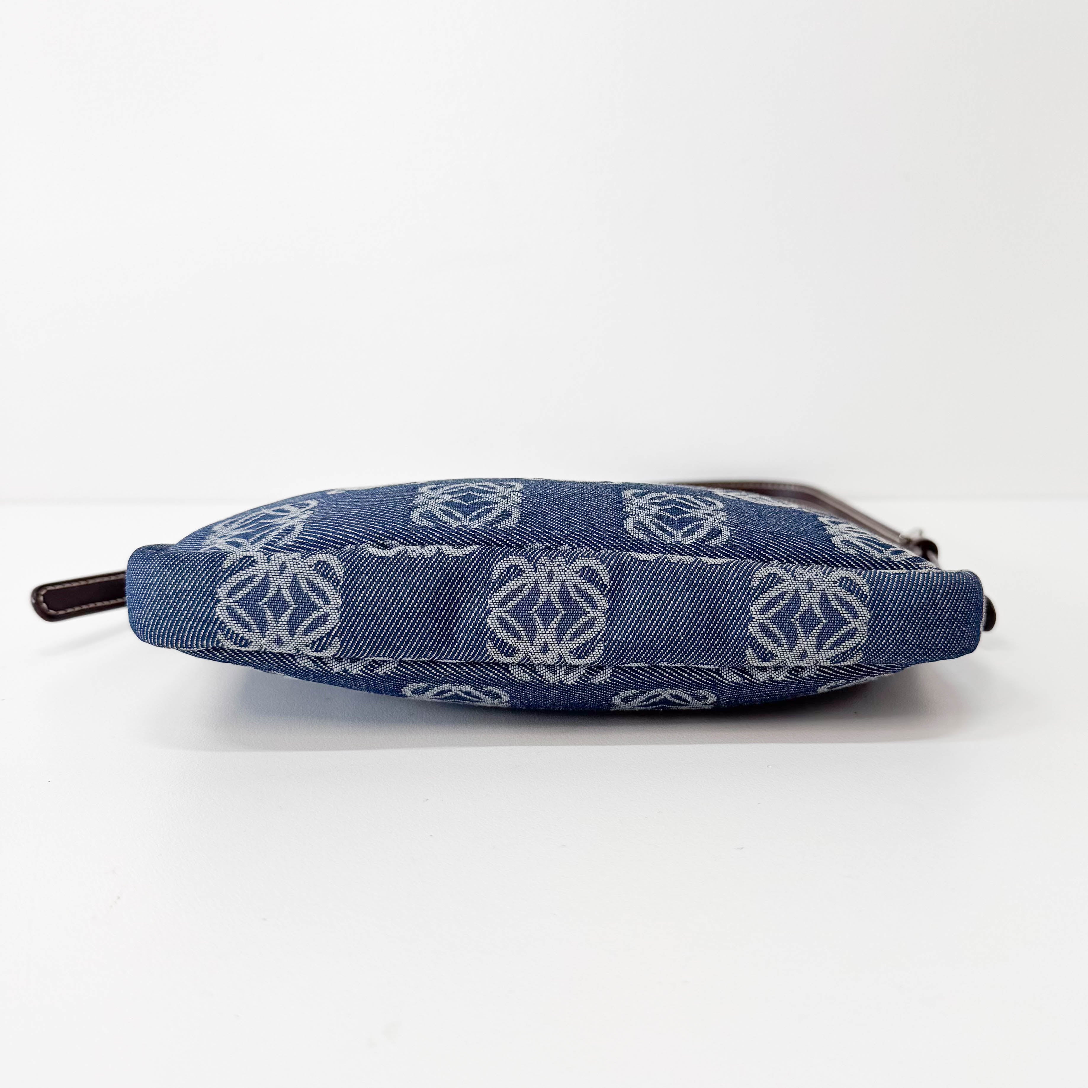 Blue Anagram Denim Shoulder Bag