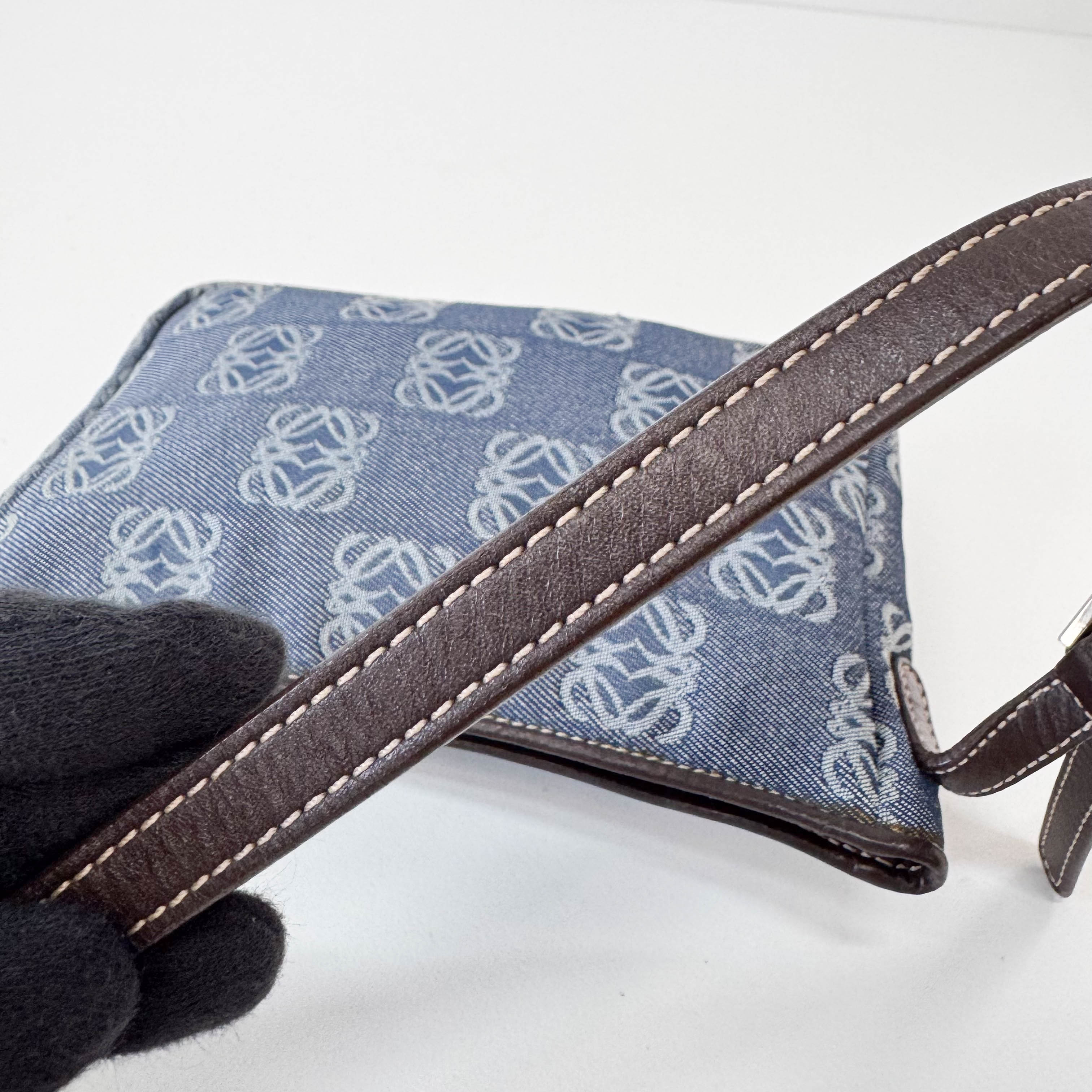 Blue Anagram Denim Shoulder Bag