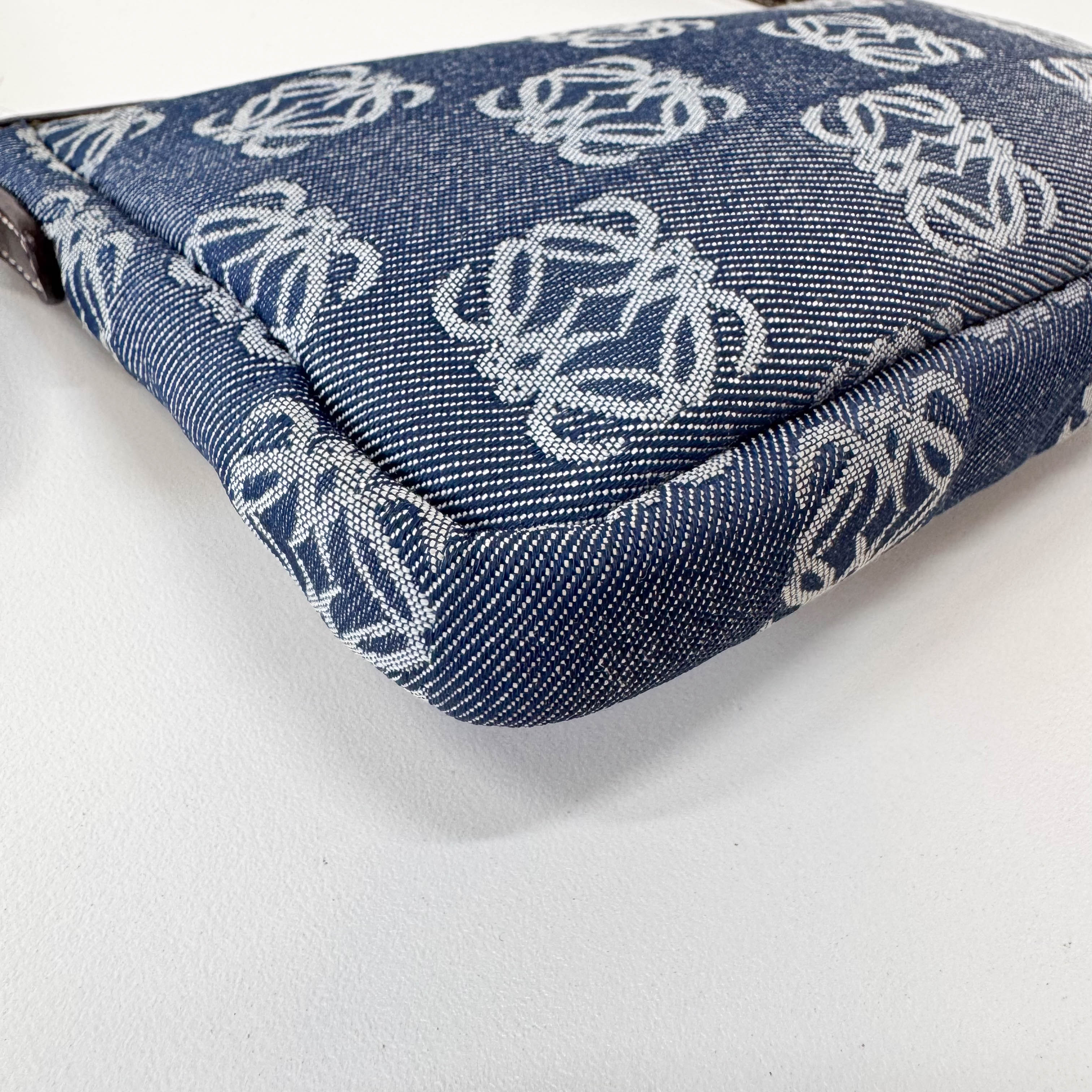 Blue Anagram Denim Shoulder Bag