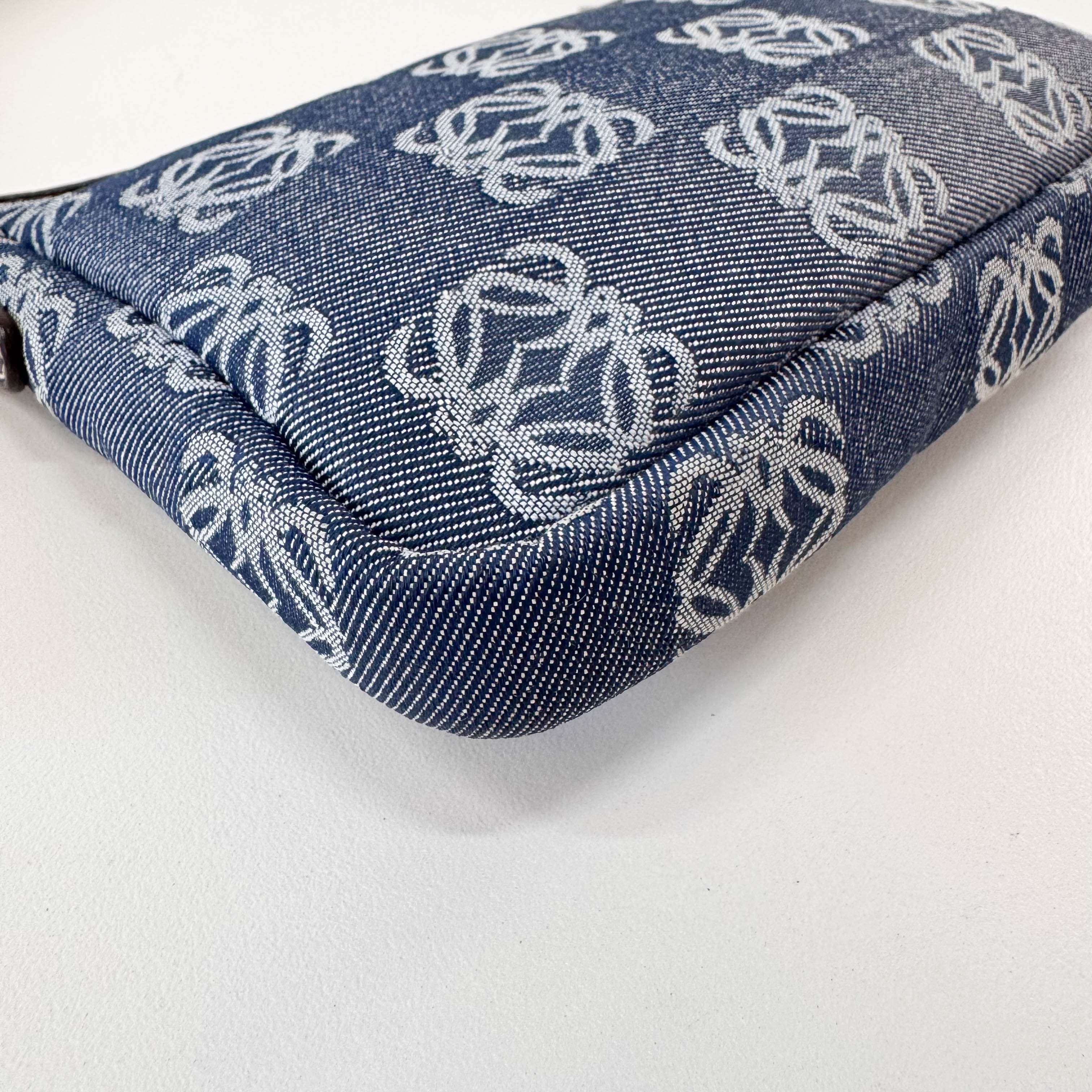 Blue Anagram Denim Shoulder Bag