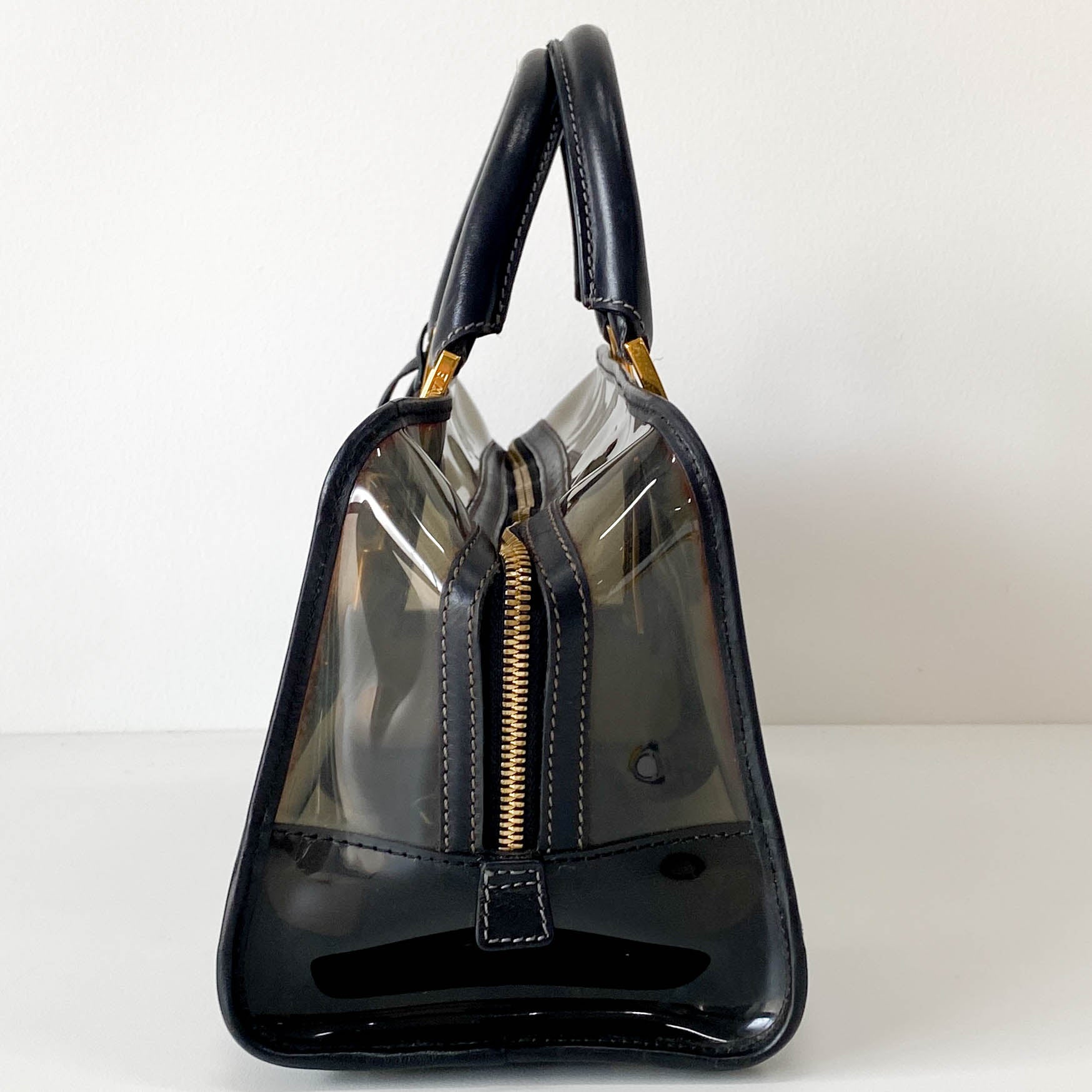 Black Vinyl Transparent Handbag