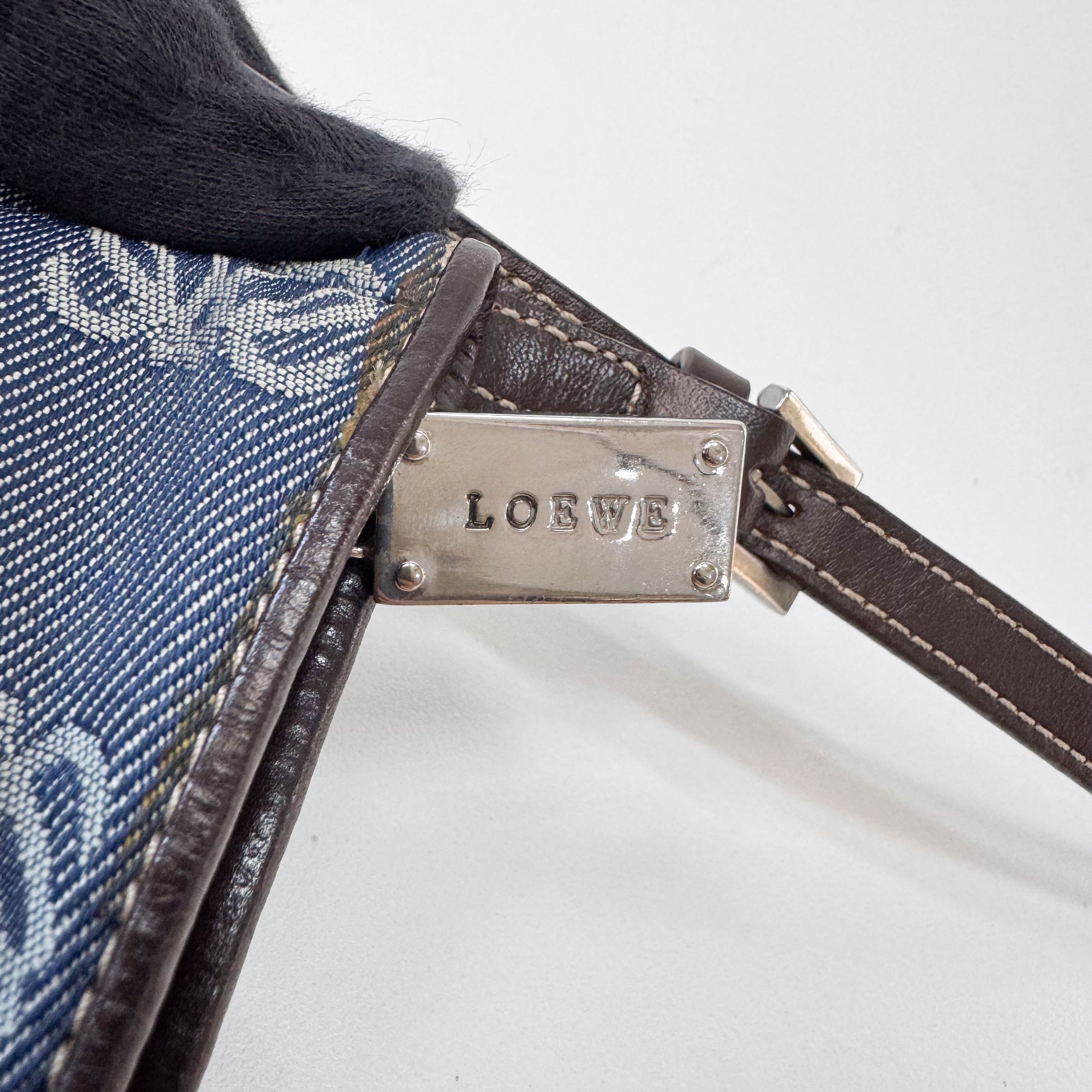Blue Anagram Denim Shoulder Bag