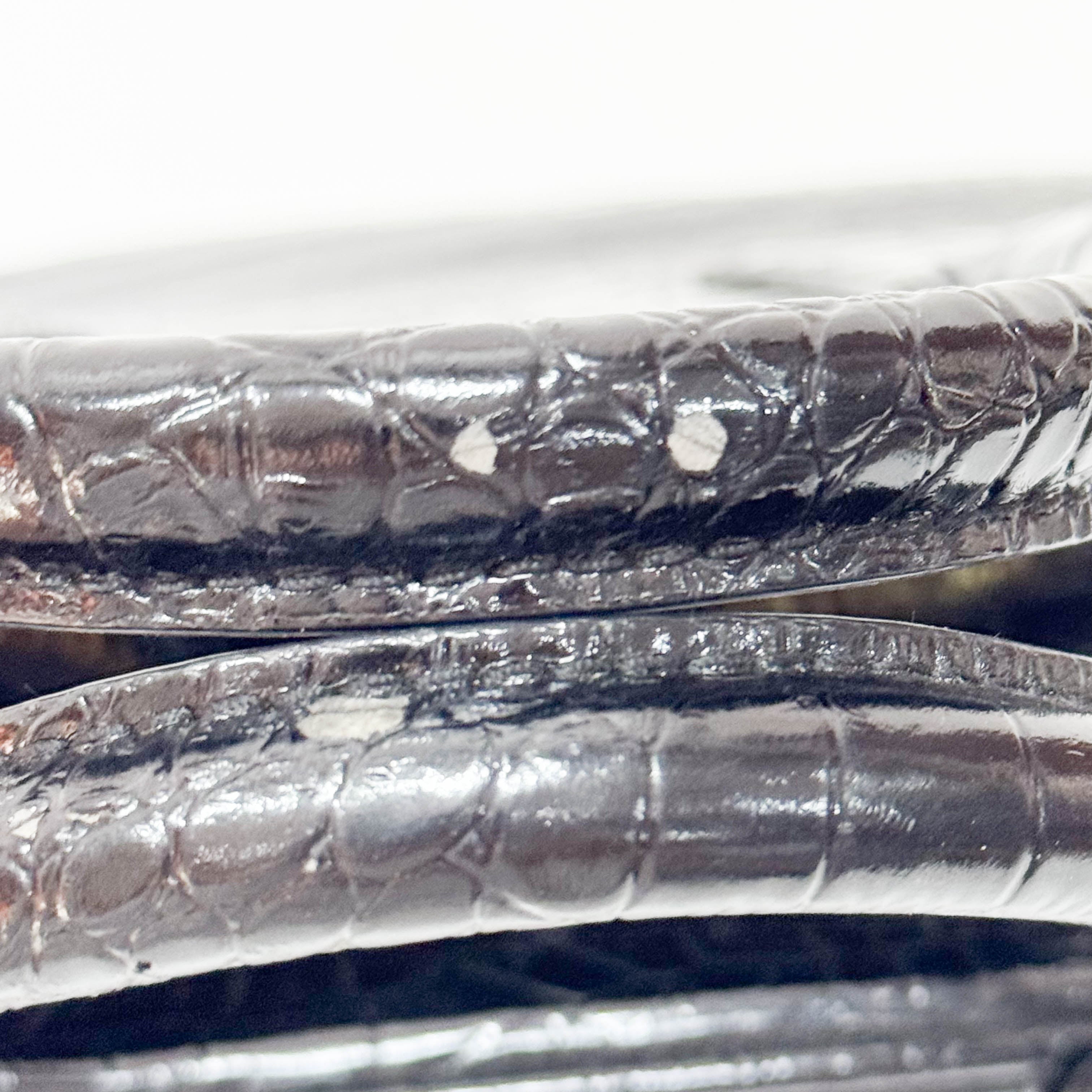 Black Embossed Croc Leather Handbag