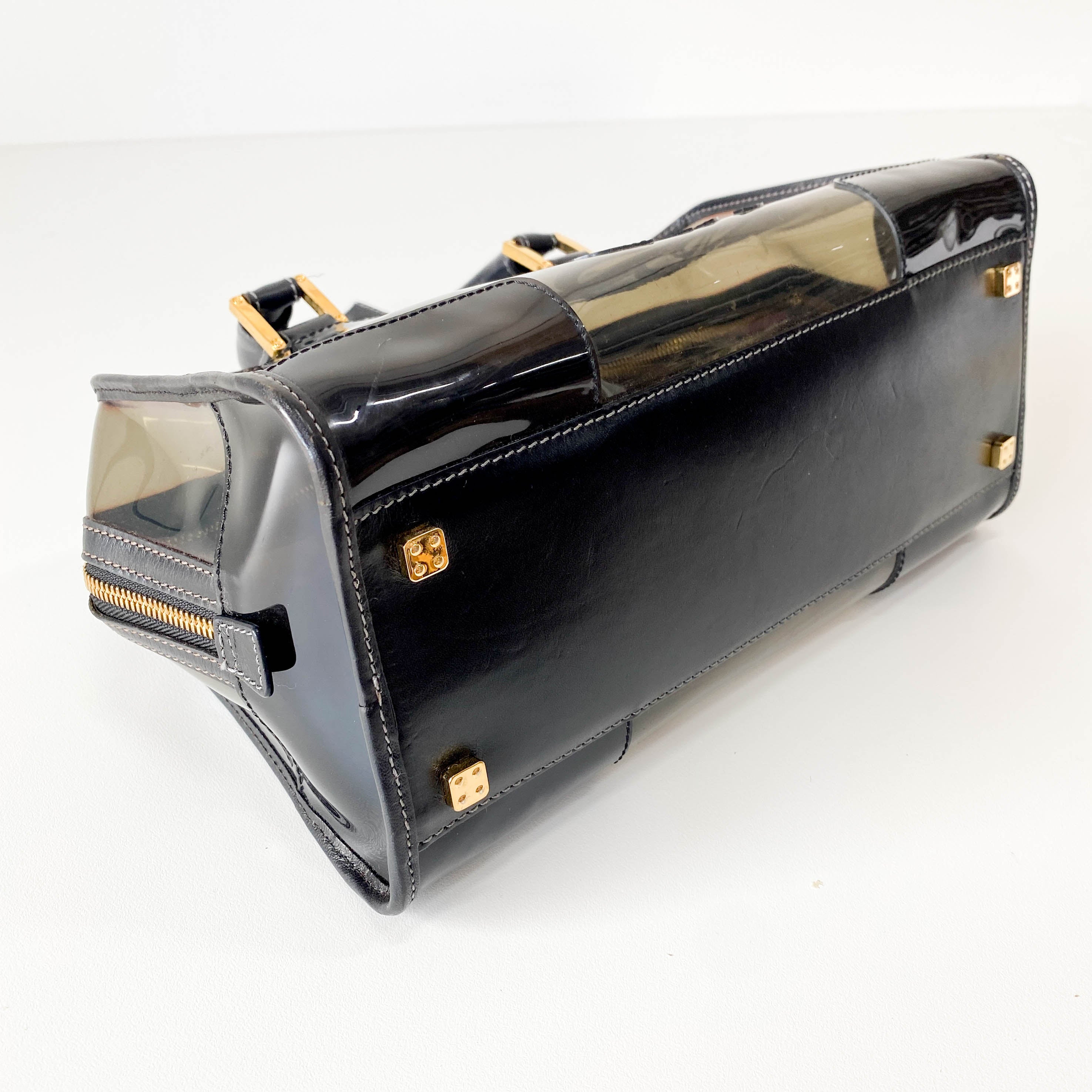 Black Vinyl Transparent Handbag