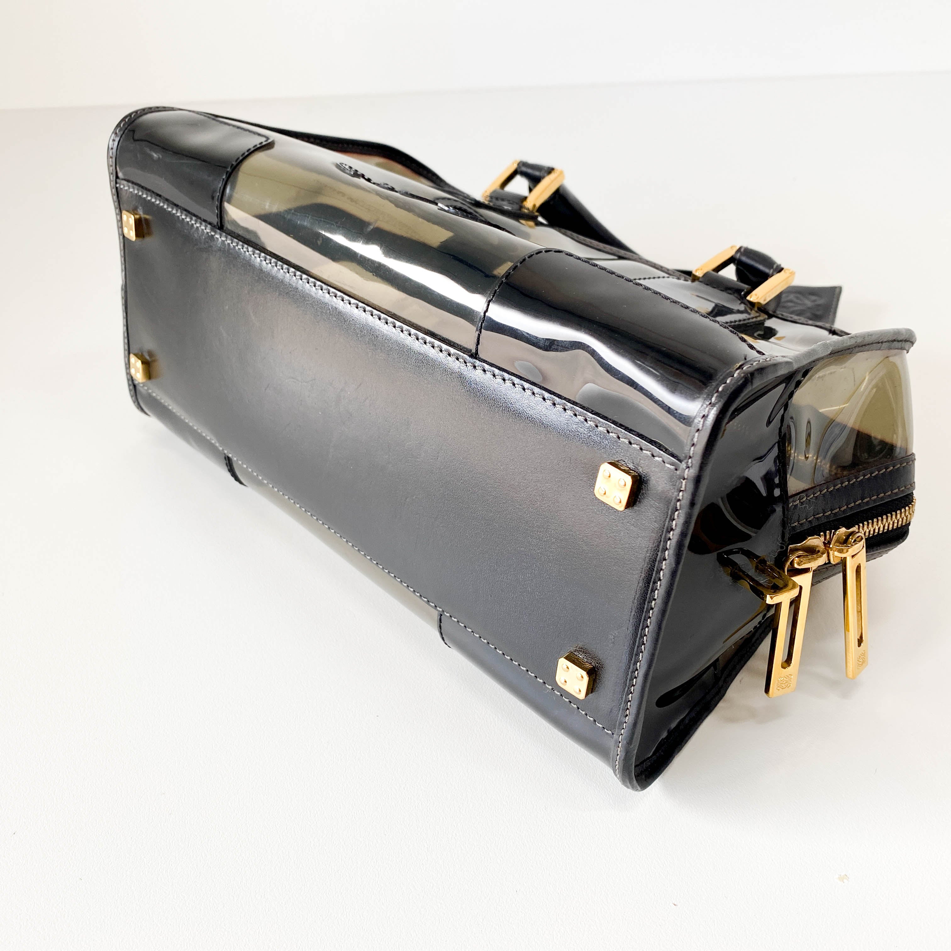 Black Vinyl Transparent Handbag