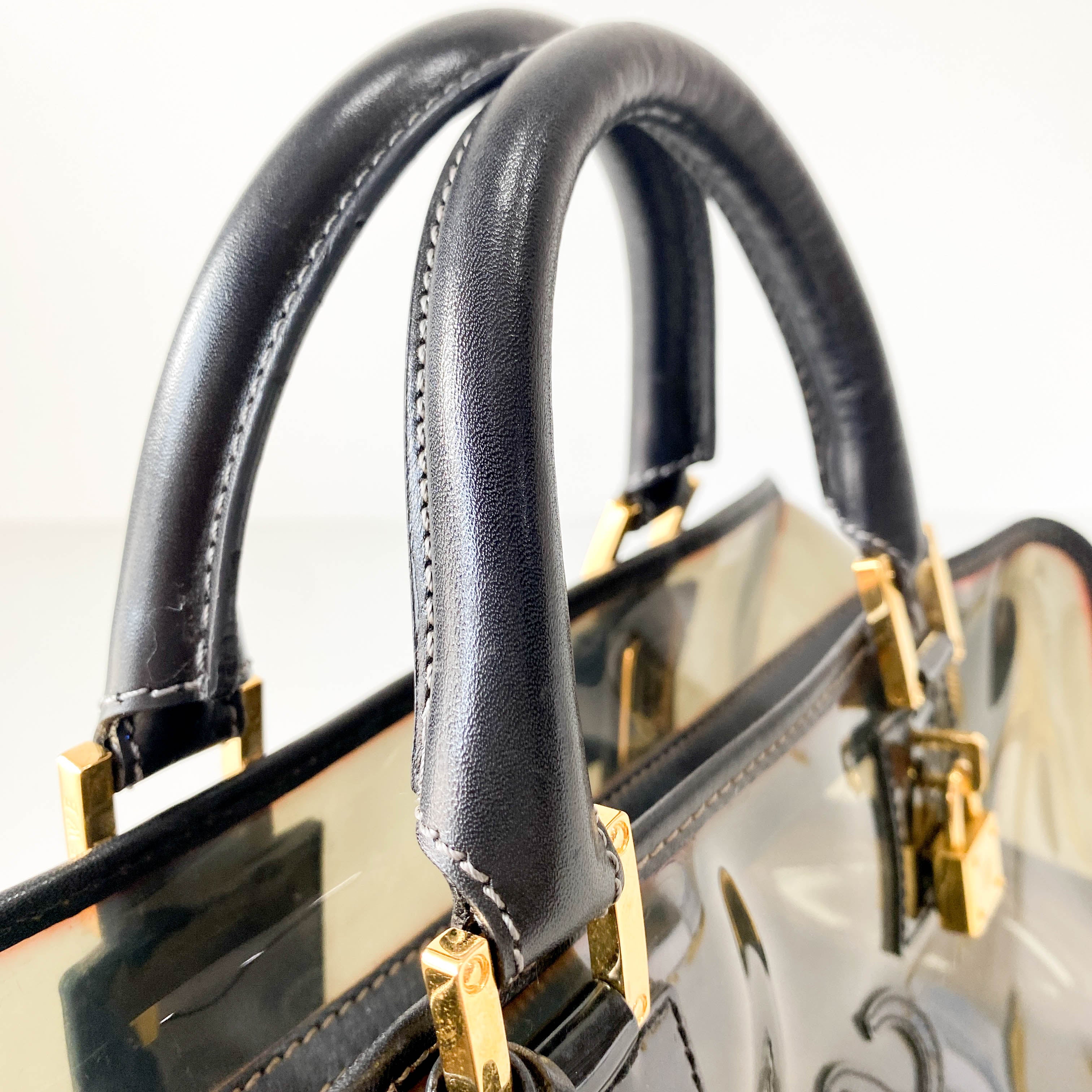 Black Vinyl Transparent Handbag
