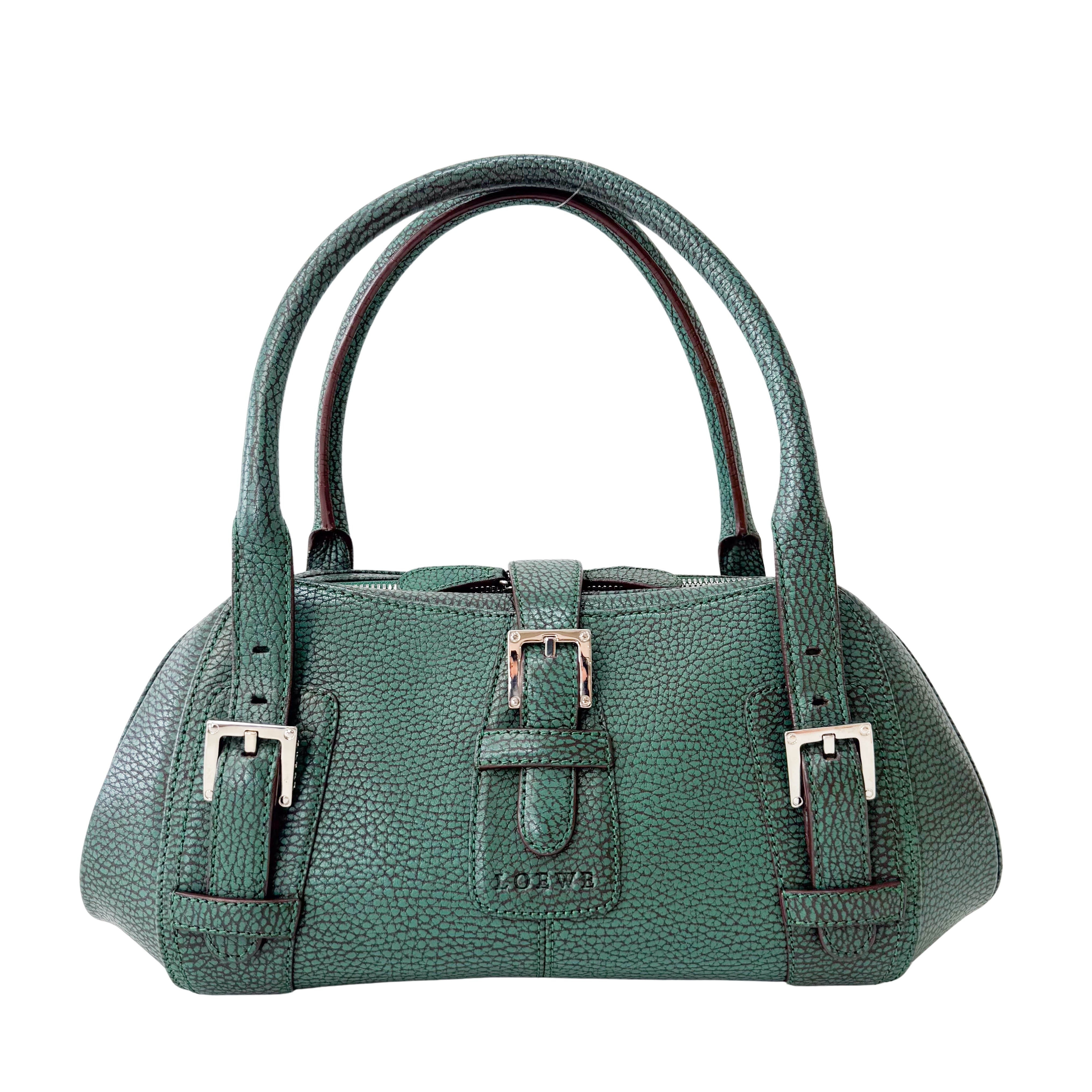 Green Leather Top Handle Bag