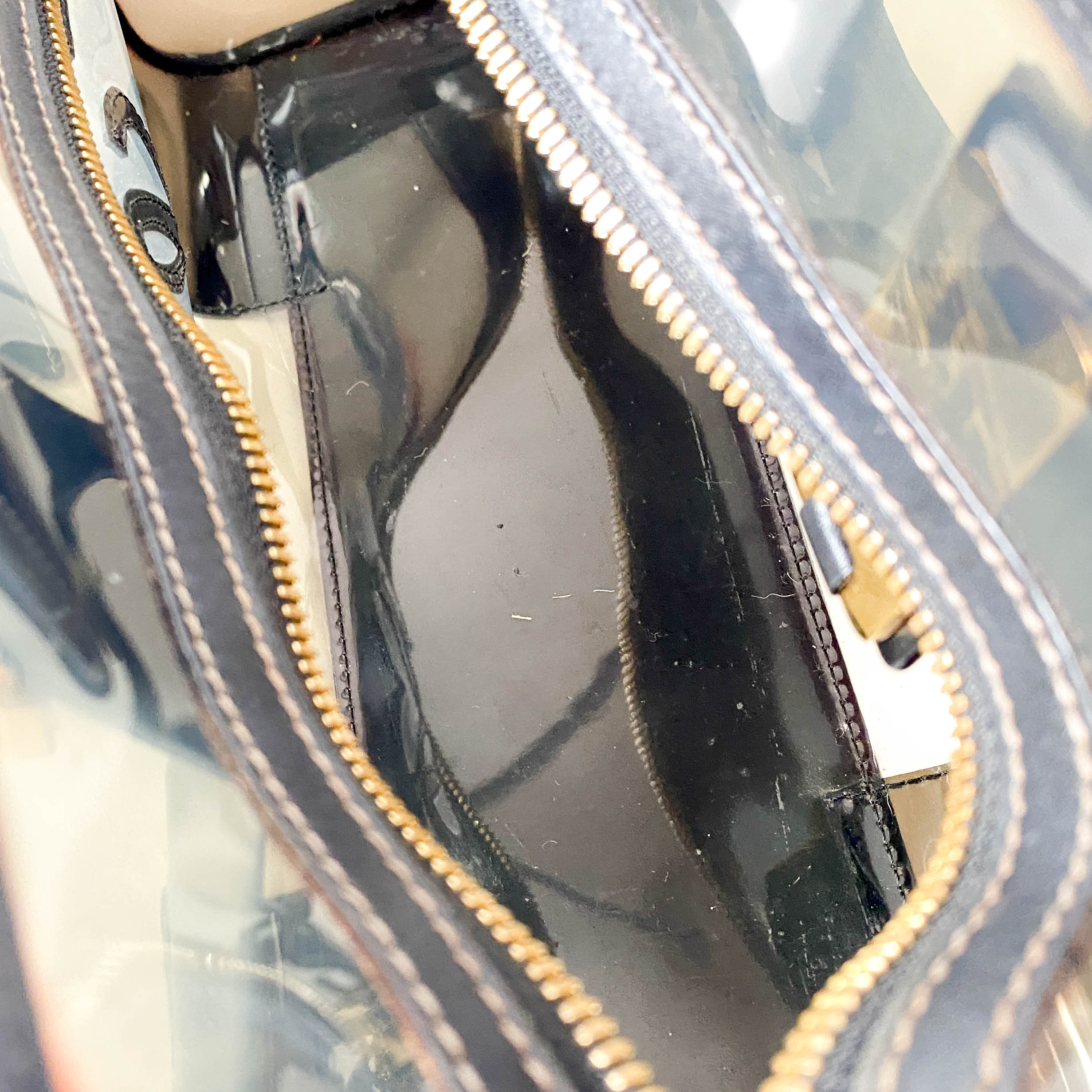 Black Vinyl Transparent Handbag