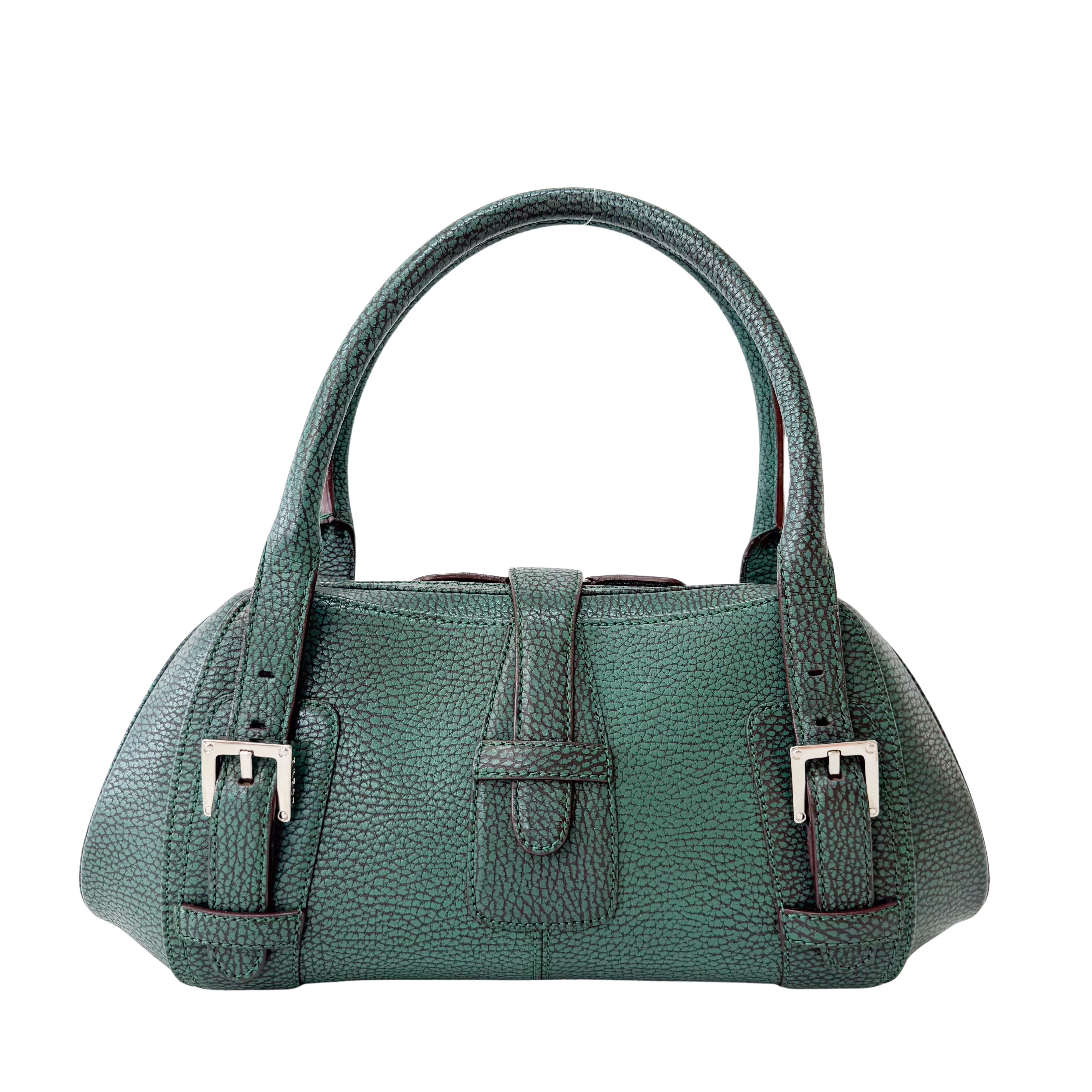 Green Leather Top Handle Bag