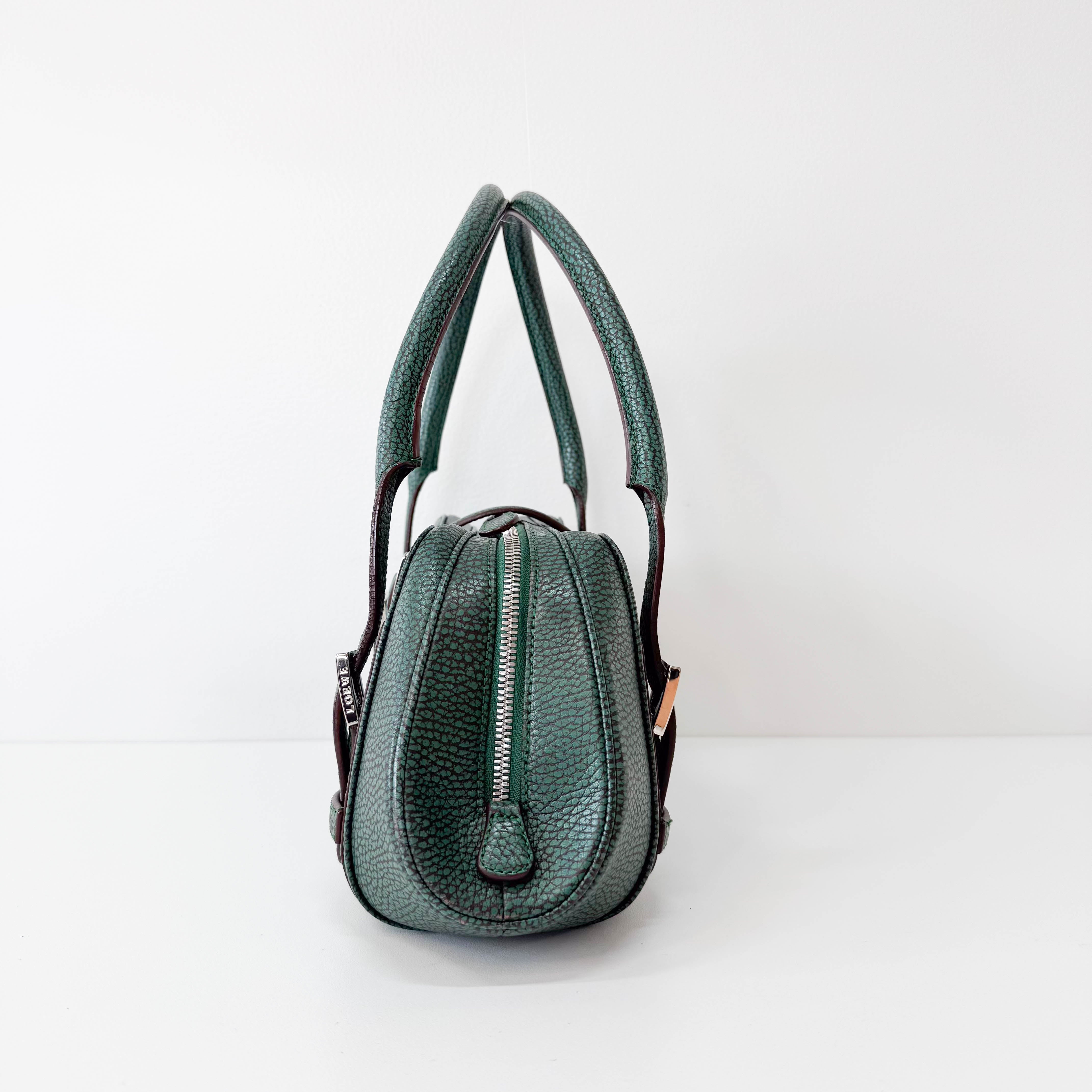 Green Leather Top Handle Bag